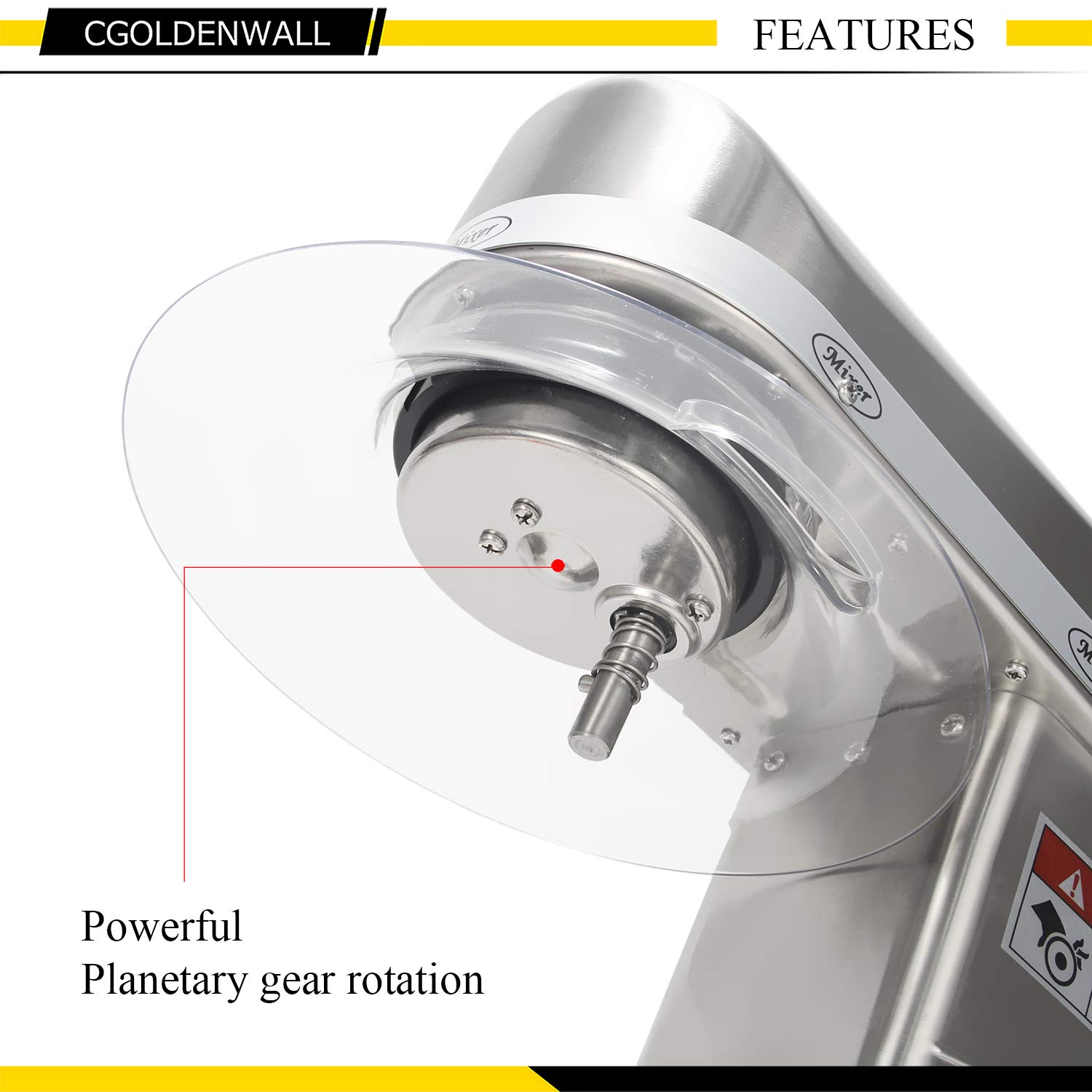 CGOLDENWALL 7L (6.6 Quarts) Tilt-Head Stand Mixer - Stainless Steel Kitchen Food Mixer with Dough Hook, Egg Whisk & Beater - Perfect for Baking Bread, Cakes, Cookies & Pastries - Multi-Functional Dough Mixer & Egg Beater (Model SL-B7)