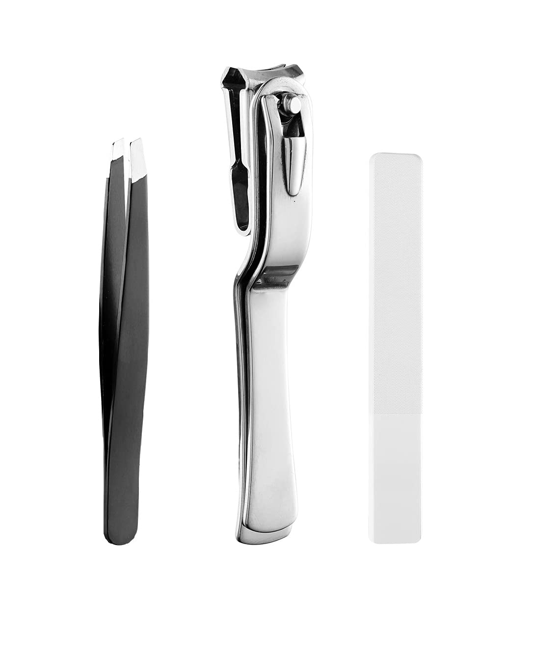 360° Rotating Head Nail Clipper Set with Nail File & Sharp Tweezers - Professional Manicure Kit for Men & Women (Silver) | Perfect for Home, Travel & Salon Use