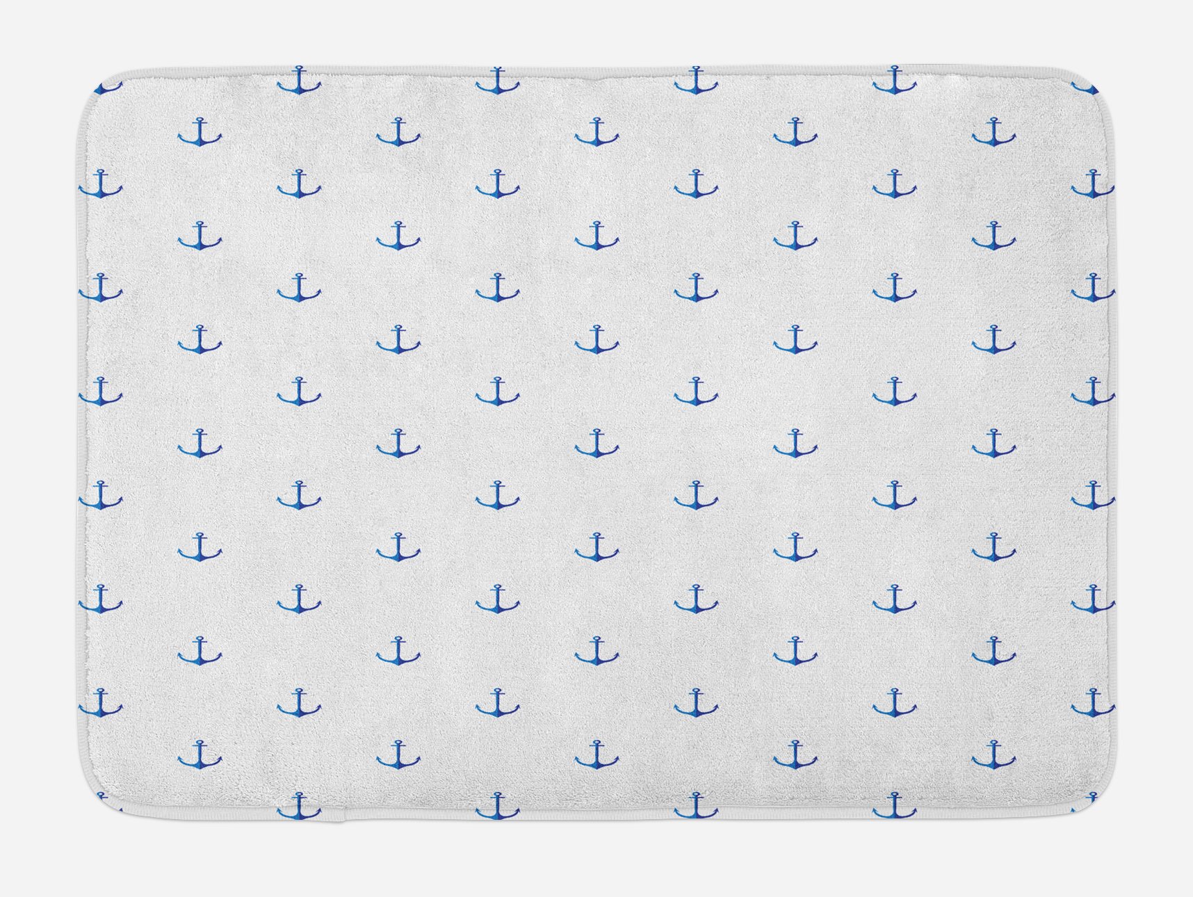 Ambesonne Non-Slip Anchor Bath Mat - Classic Blue & White Marine Theme, 30.2 x 20 Inch Plush Bathroom Rug for Coastal Decor, Nautical Bathroom Accessories | Perfect for Beach House, Boat, or Ocean-Themed Bathrooms