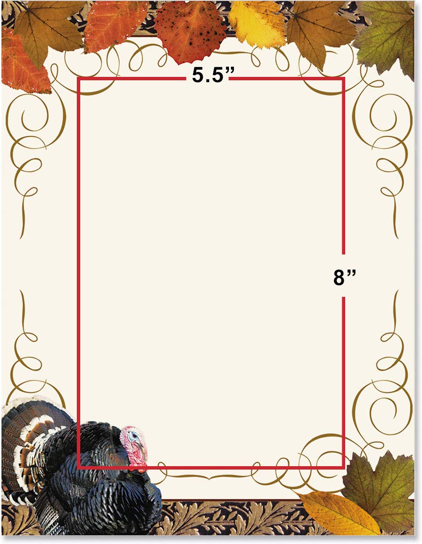 Premium Thanksgiving Stationery Set - Elegant Autumn Theme Border Paper & Letterhead (8.5