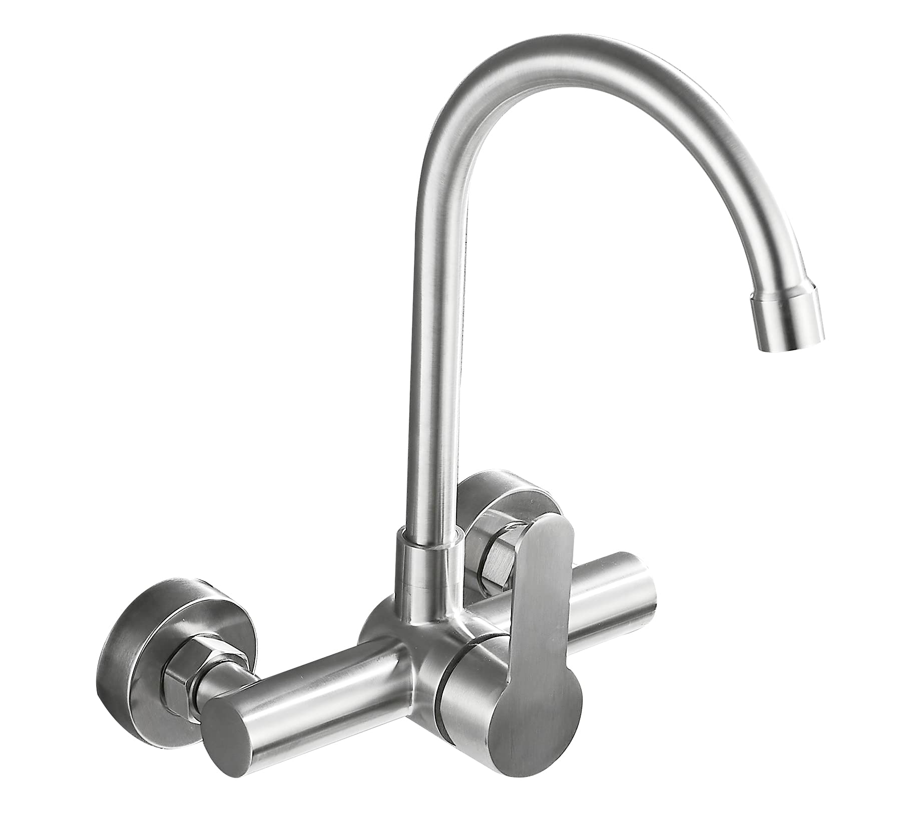 Brushed Nickel Wall Mount Kitchen Sink Faucet - 360° Swivel Single Handle Commercial Utility Faucet for Restaurant, Bar, Laundry & Home Use | Durable & Stylish Wall-Mounted Design