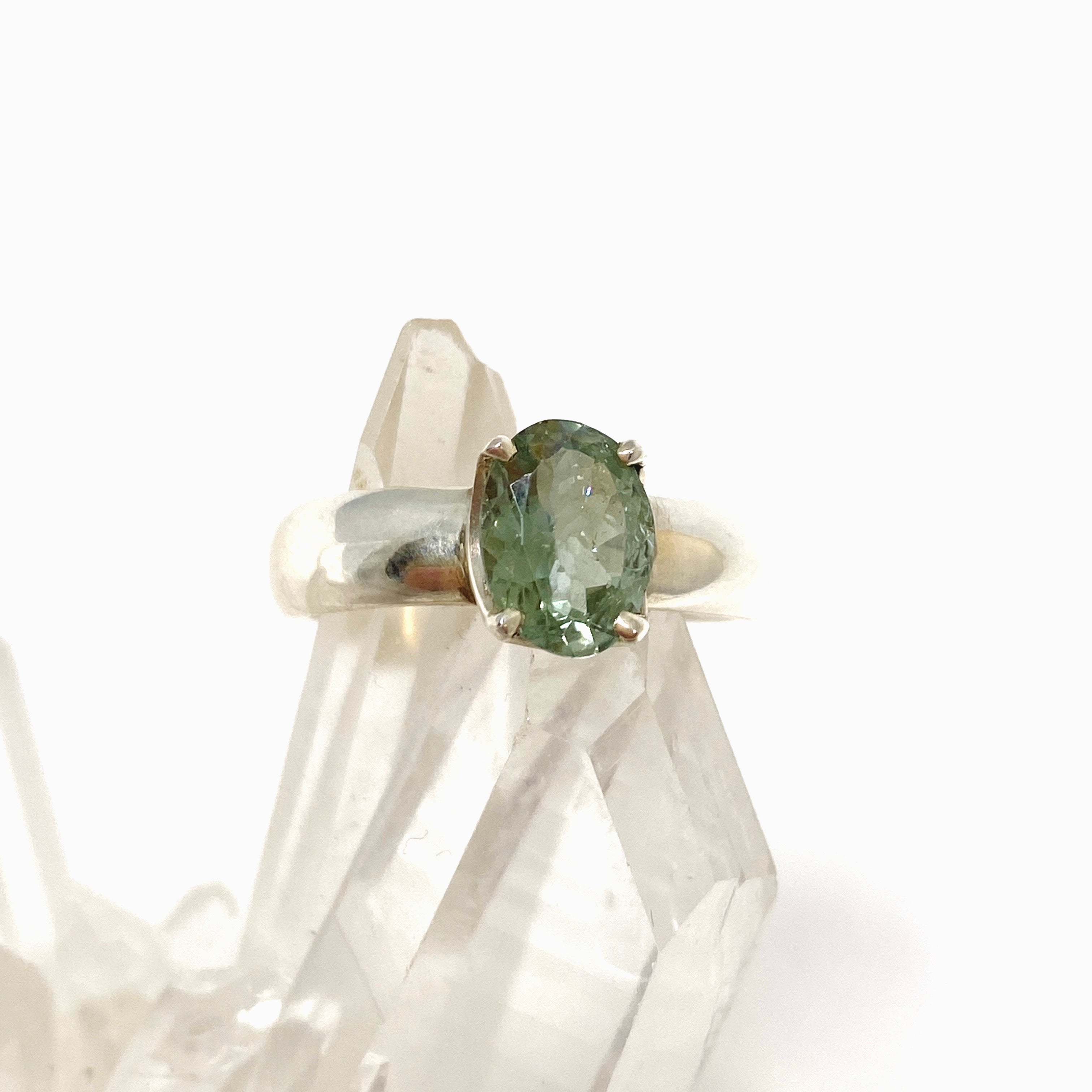 Green Tourmaline Oval Faceted Ring Size 7 - Natural Gemstone Jewelry for Women, Dainty Engagement or Promise Ring - Perfect for Weddings, Anniversaries & Special Occasions
