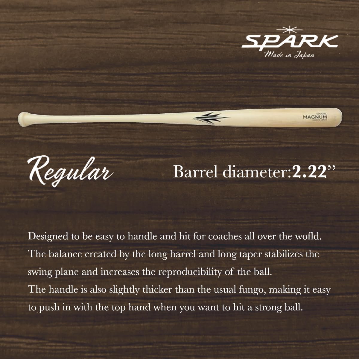 Premium Japanese Wood Fungo Bat for Baseball & Softball Training | Coach's Choice for Field Practice | Perfect for Team Drills & Player Development
