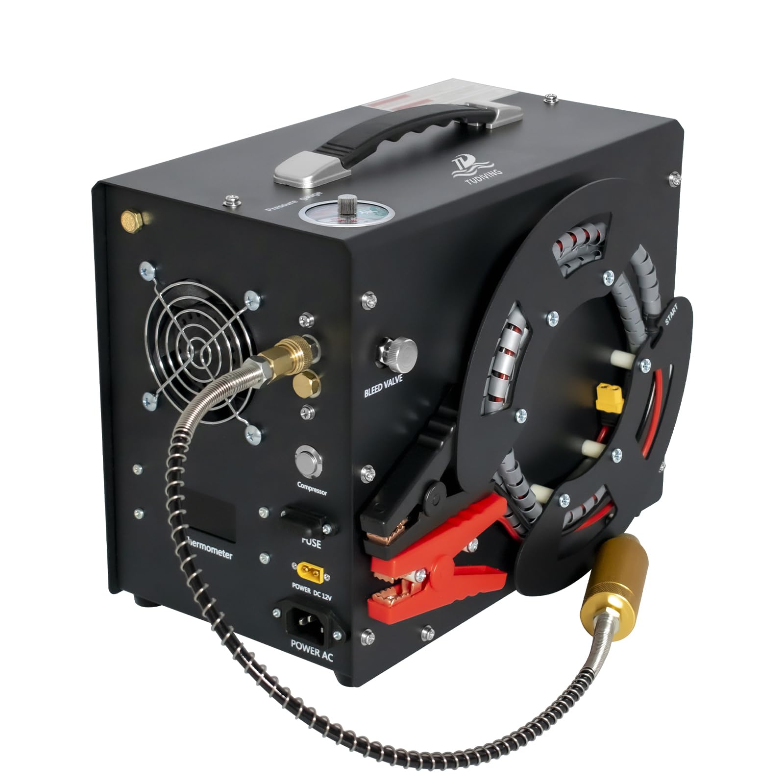 Portable PCP Air Compressor 4500PSI/30MPA - High Pressure Paintball & Scuba Tank Compressor with Auto-Stop, Vertical Design & Wire Spool - 110V (TXES062) - Perfect for Paintball, Scuba Diving & HPA Pump Filling Stations