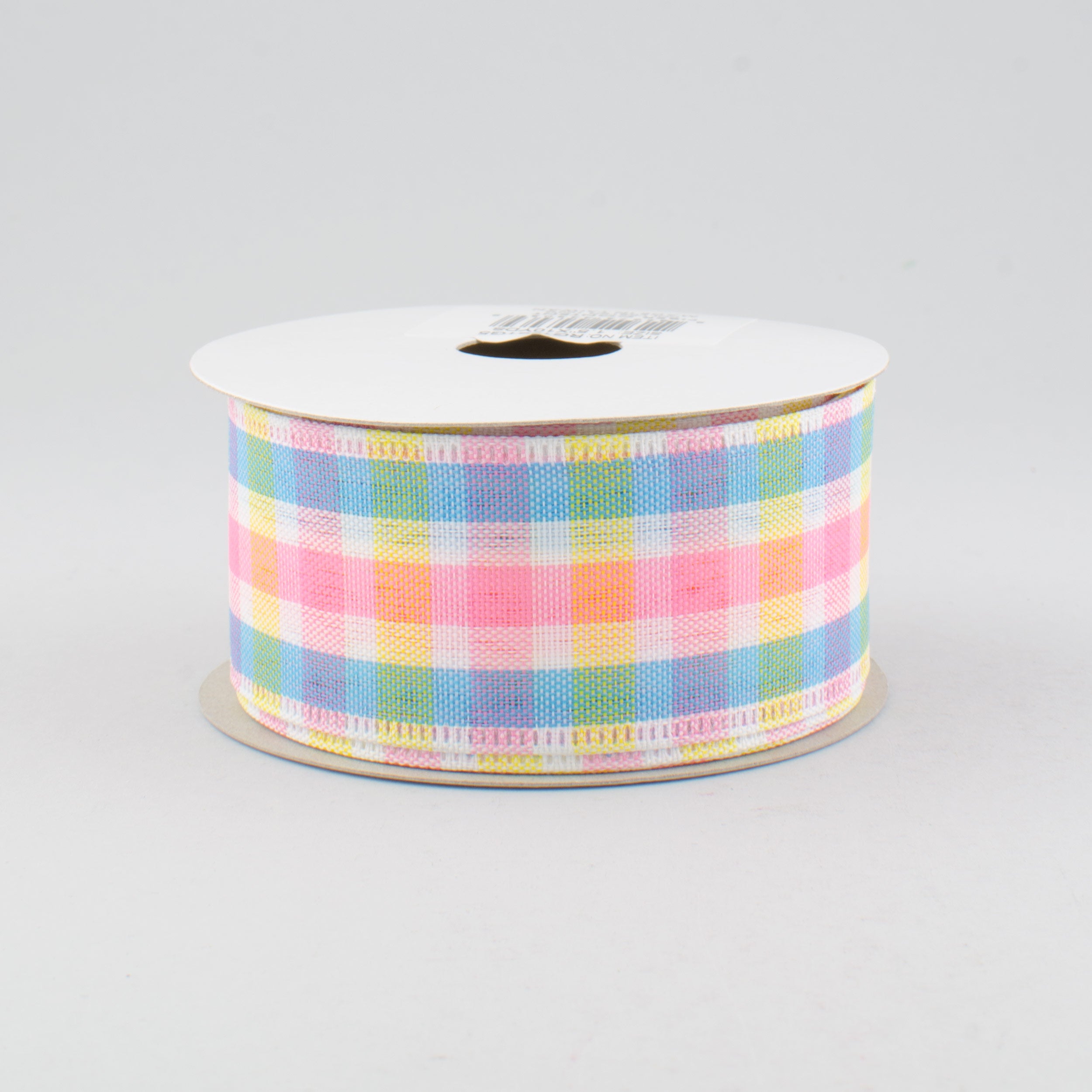 1.5 Inch Faux Linen Check Ribbon - Yellow, Blue & Pink (10 Yards) for Gift Wrapping, DIY Crafts, Wedding Decorations & Party Favors