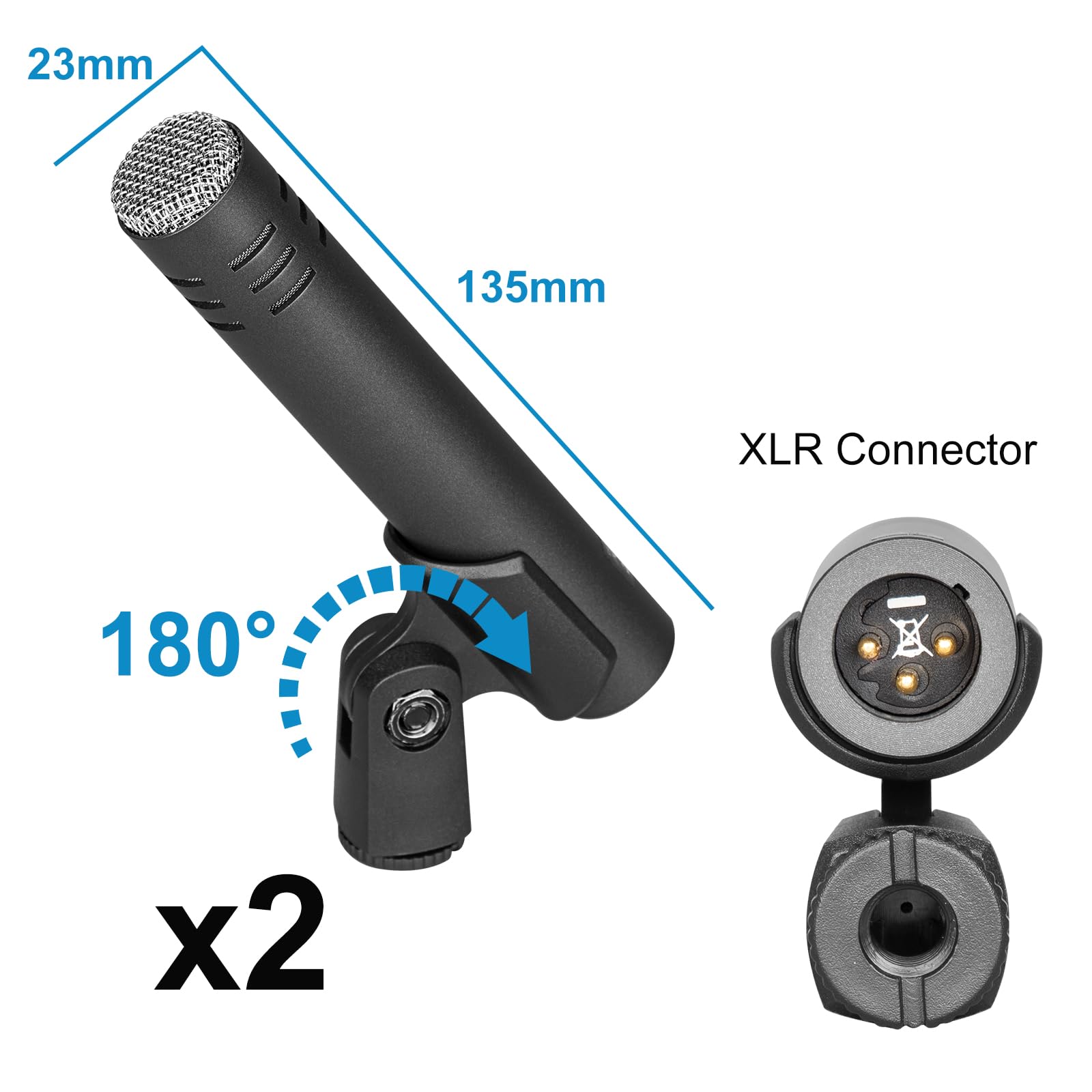 Depusheng 7-Piece Drum Microphone Kit - 5 Dynamic & 2 Condenser Percussion Mics for Professional Drum Recording, Live Performances & Studio Music Production | Perfect for Drum Kits, Snare, Toms & Cymbals