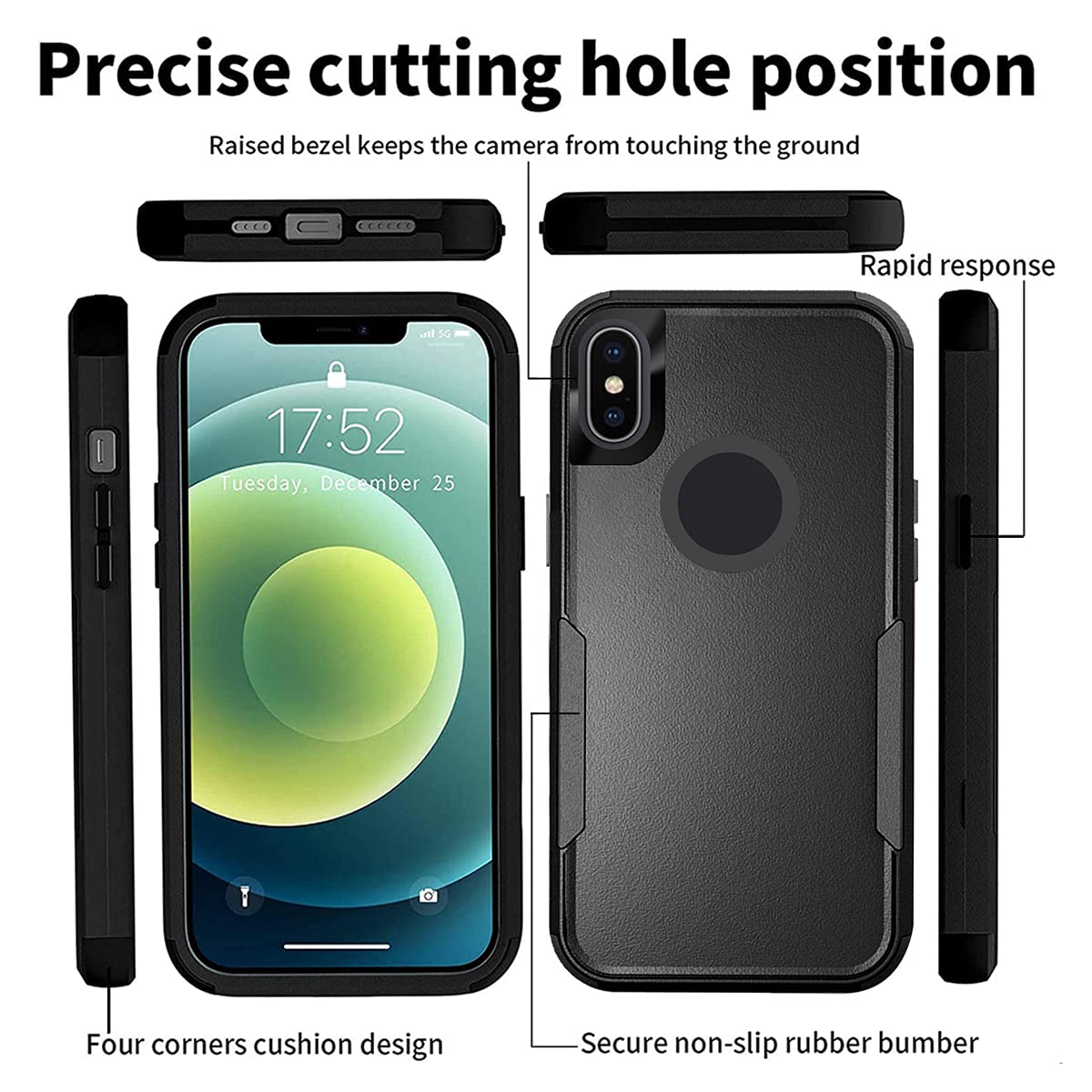Custom iPhone Xs Max Shockproof Phone Case - Scratch-Resistant Protective Cover with Multi-Photo Collage | Personalized Gift for Birthday, Christmas (Black) | Perfect for Travel, Work & Everyday Protection