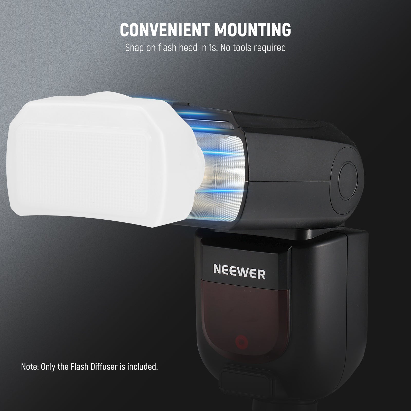 NEEWER FA002 Square Head Speedlite Flash Diffuser - Soft Light for Photography, Portraits, and Studio Lighting - Compatible with Canon, Nikon, Sony, and More