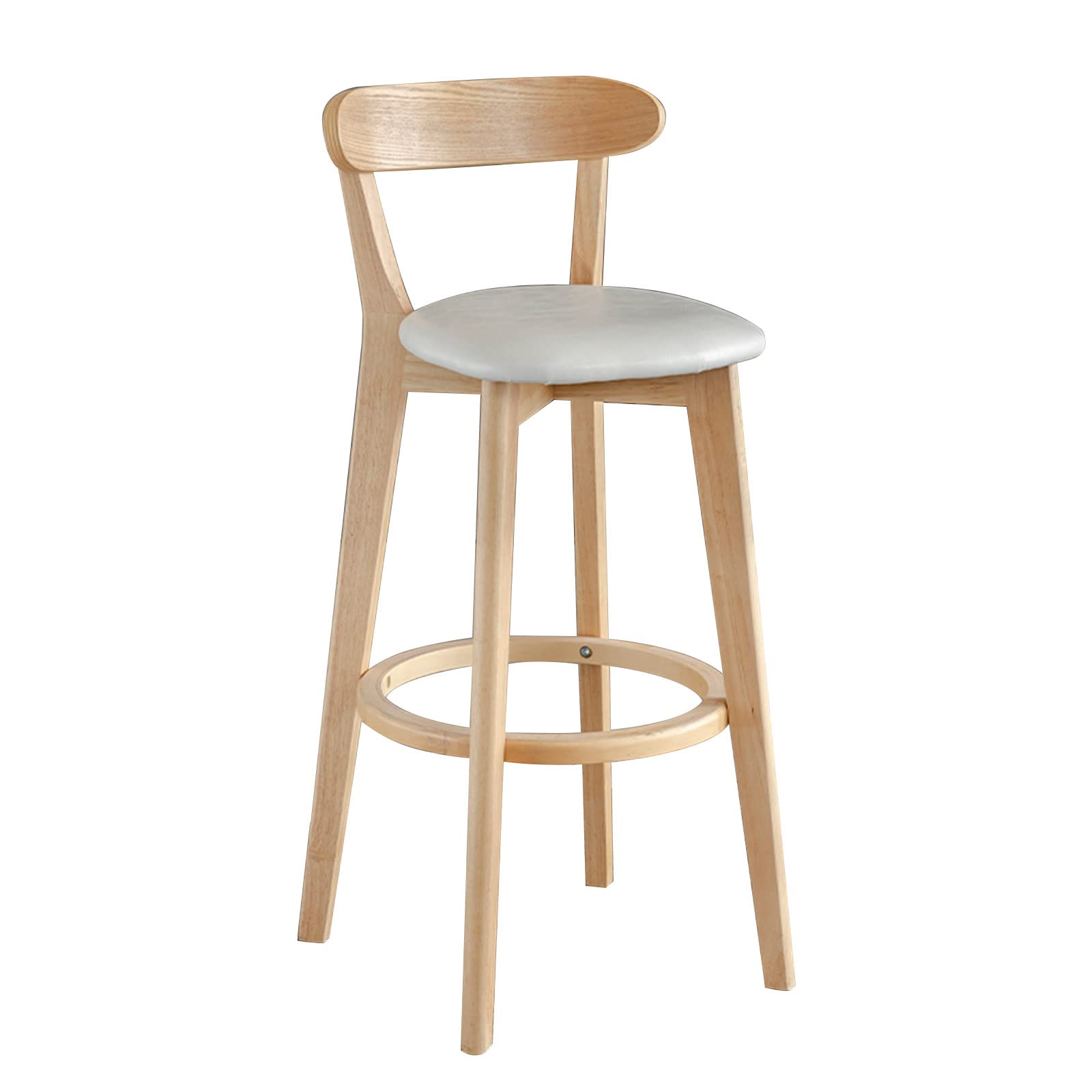 Premium Wooden Breakfast Bar Stool with PU Leather Backrest & Armrest - Comfortable Kitchen Island Chair for Dining, Coffee Shops & Home Decor