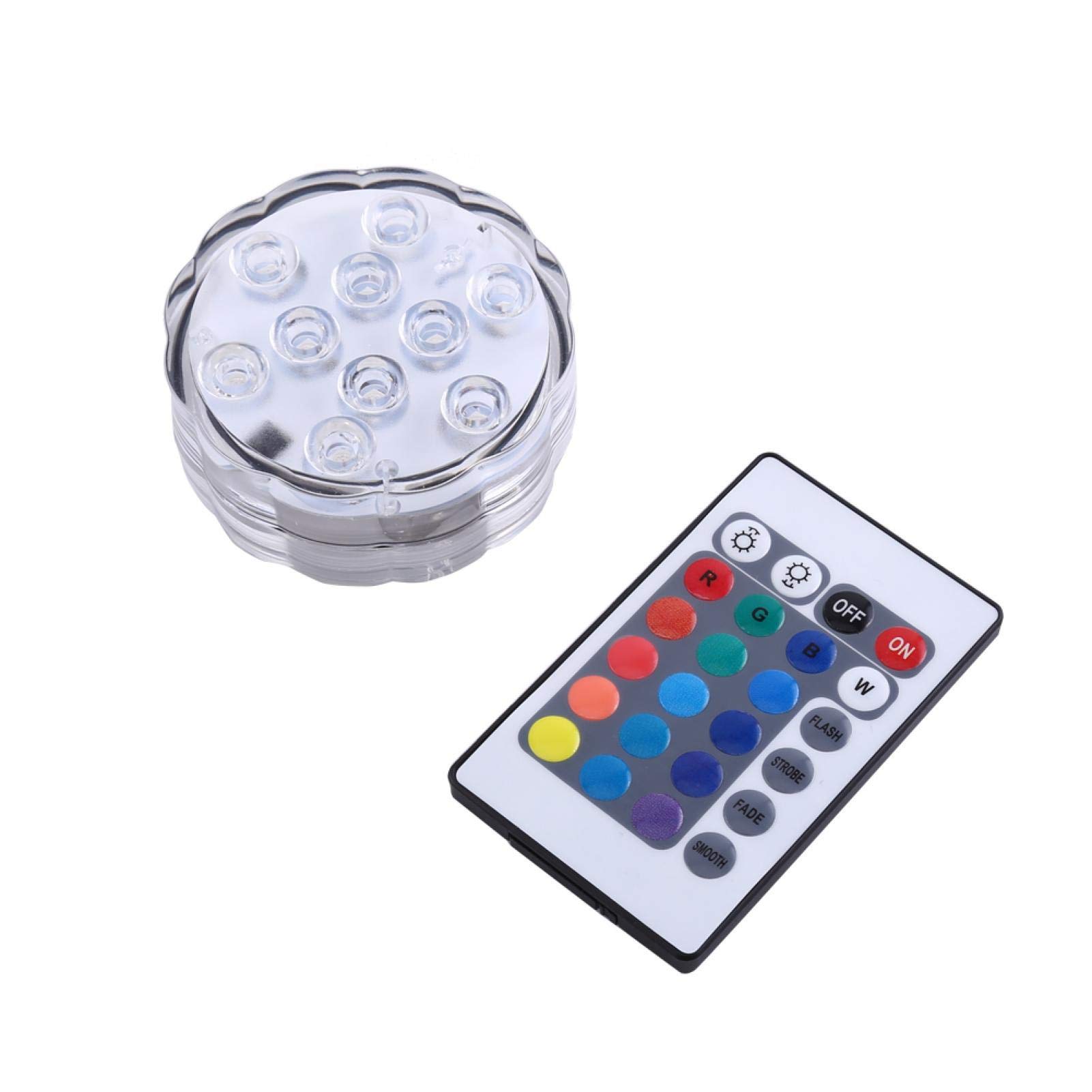 Zerodis 10 LED RGB Remote Control Underwater Lights for Fish Tank, Swimming Pool, Fountain - Submersible LED Lights for Aquarium Decoration, Pond Lighting, and Water Feature Illumination