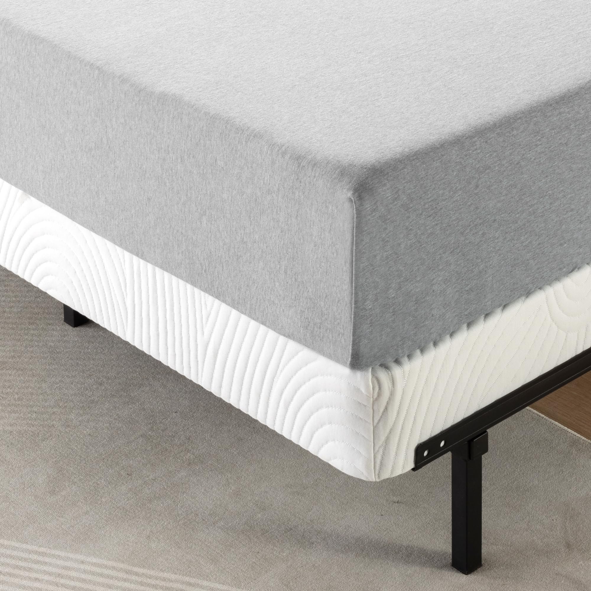 ZINUS 4 Inch Box Spring with Cover - No Assembly Mattress Foundation with Sturdy Metal Structure - Split Cal King Size in White | Perfect for Bedroom, Guest Room & Dormitory Use