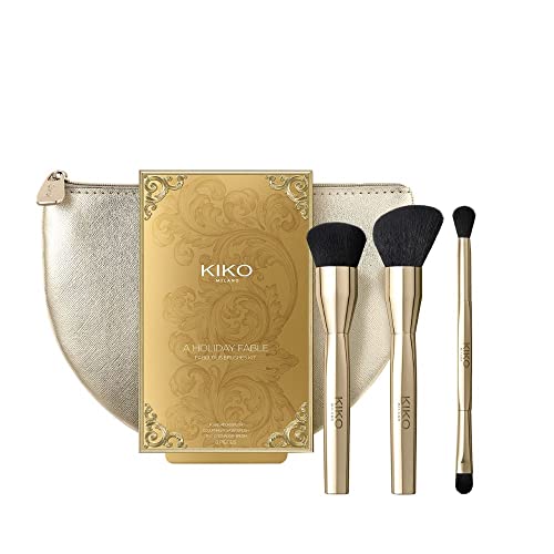 KIKO Milano Holiday Fabulous Brush Set - 3 Piece Makeup Brush Kit for Foundation, Powder & Eyeshadow | Perfect for Travel & Professional Makeup Application