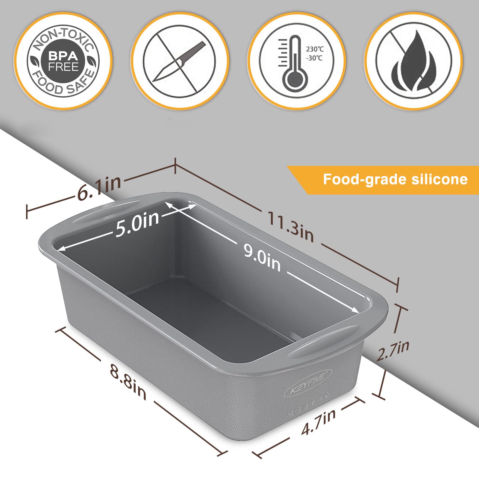 Non-Stick Silicone Loaf Pans Set of 2 - 9x5 Inch Bread Baking Molds for Banana Bread, Meatloaf & Homemade Loaves | Dishwasher Safe & BPA Free | Perfect for Oven, Toaster & Meal Prep