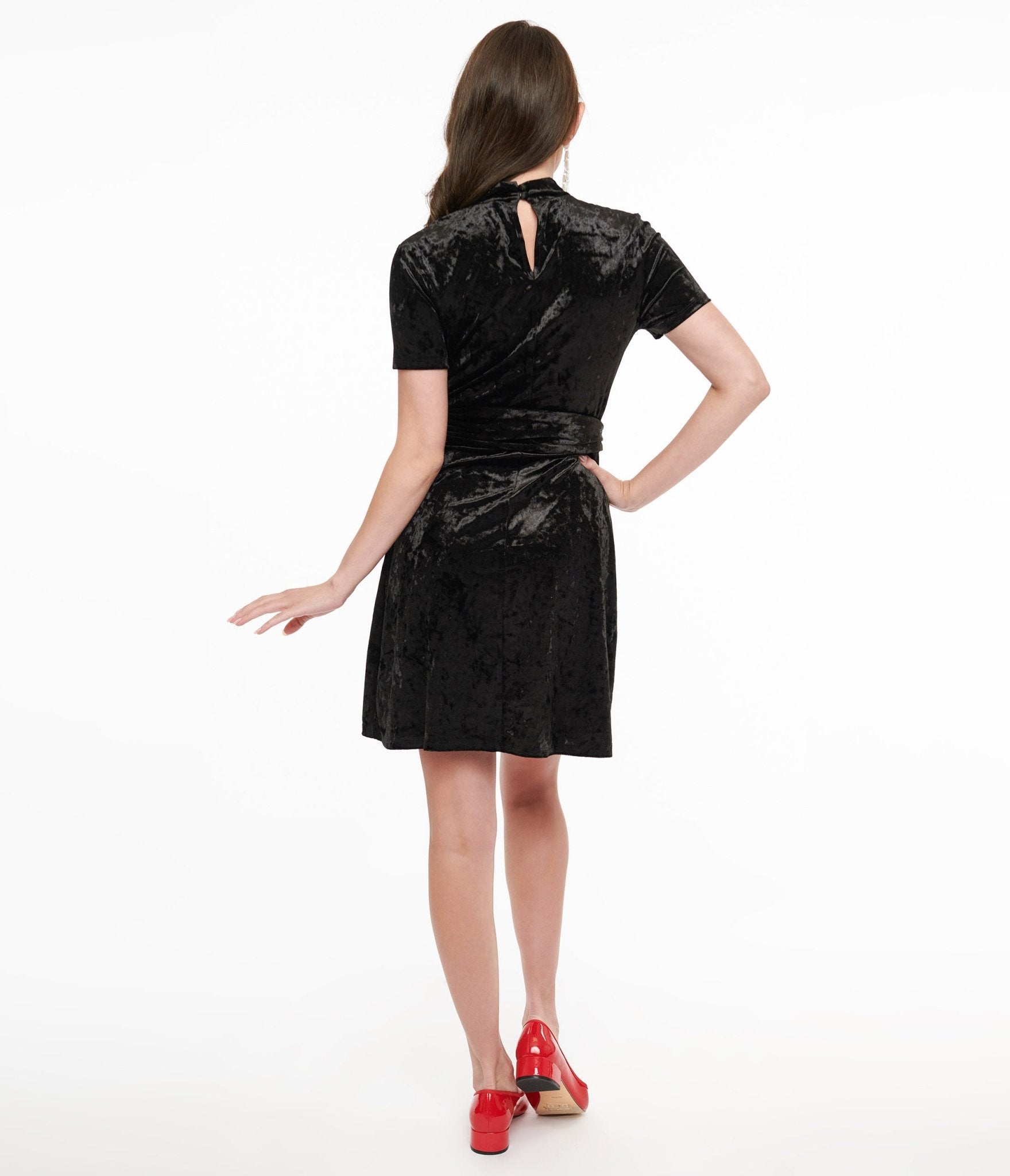 Smak Parlour 1960s Black Velvet Mock Turtleneck Mini Dress - Retro Vintage Party Dress for Women, Perfect for Cocktail Parties, Date Nights & Holiday Events