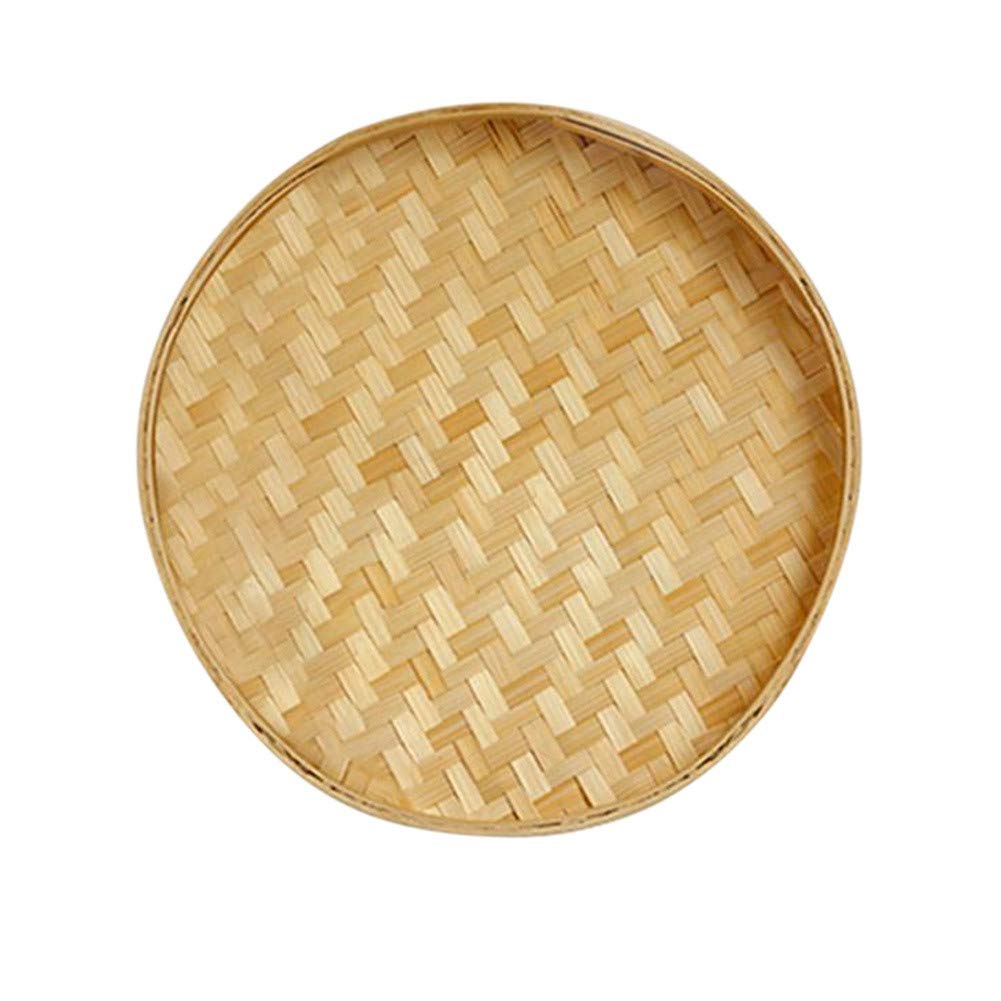Handwoven Rattan Round Bread Basket - Natural Bamboo Serving Tray for Fruits, Snacks & Pastries | Rustic Kitchen Decor, Picnic Serving Dish, DIY Home Storage Organizer