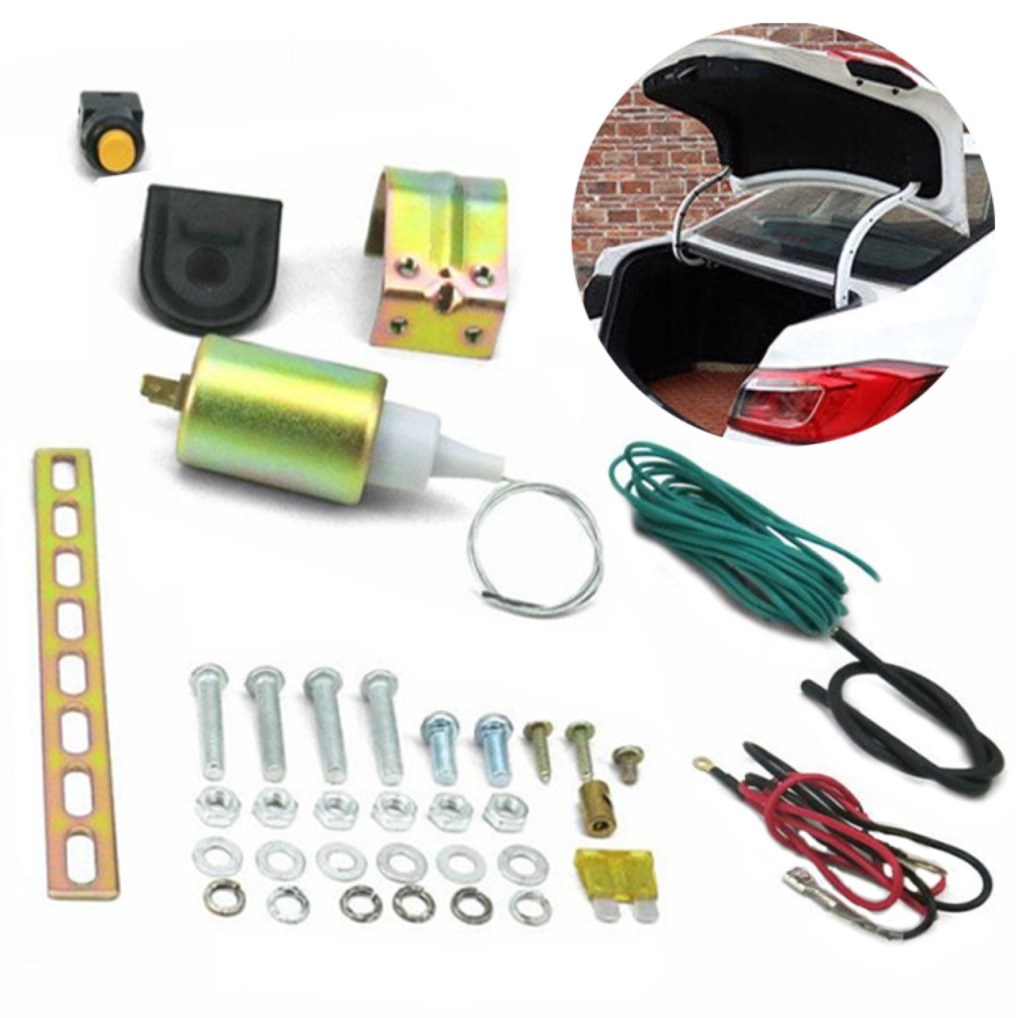 12V Power Trunk Hood Hatch Tonneau Gas Cap Solenoid Latch Release Kit (11-15 lb Capacity) - Perfect for Car, Truck & SUV Trunk Automation