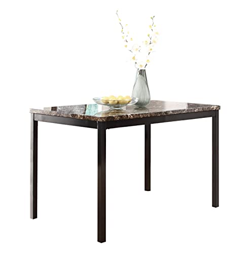 4-Person Faux Marble Dining Table with Metal Legs - Modern Kitchen & Dining Room Table for Small Spaces - Perfect for Apartments, Breakfast Nooks & Cozy Living Rooms - Black Finish