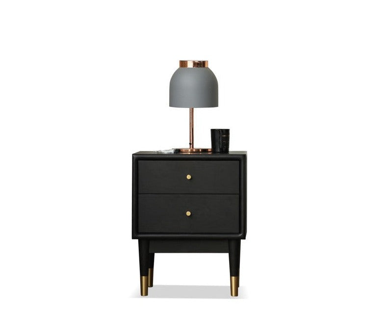 Solid Oak Wood Nightstand in Smoked Finish - Perfect for Bedroom, Living Room, or Office Furniture