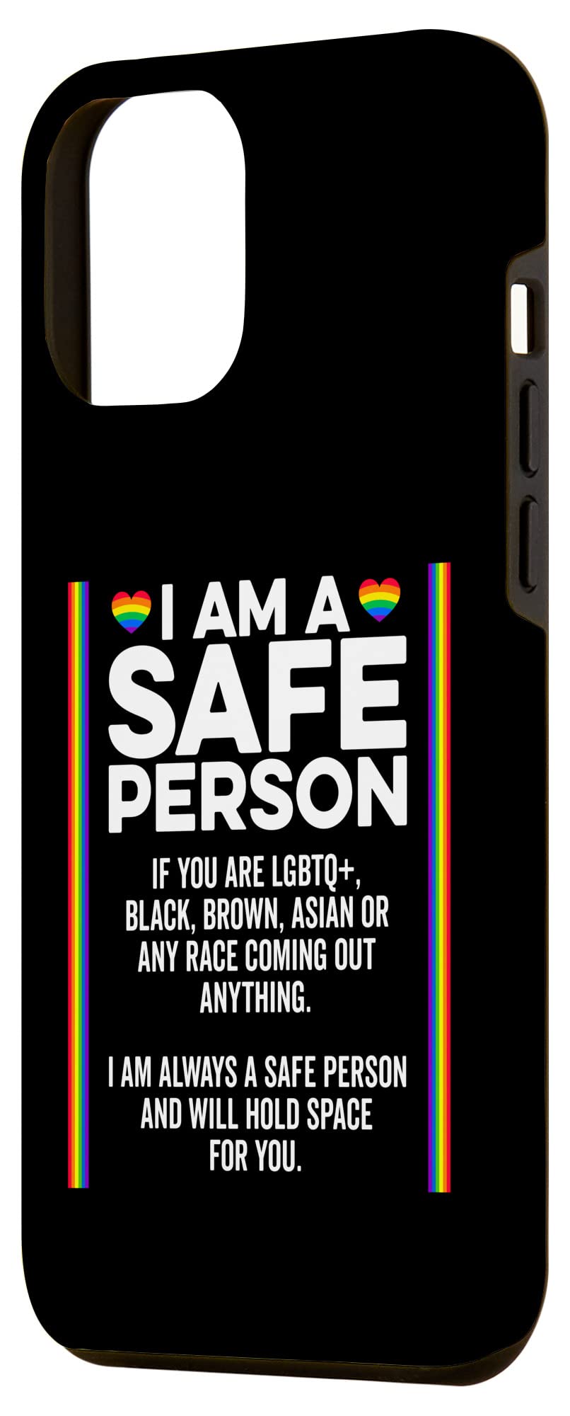 iPhone 12 Pro Max Case - LGBTQ+ Pride Rainbow Design with 'I Am A Safe Person' Message - Protective Phone Cover for Bisexual & Gay Community | Perfect for Pride Events, Daily Use & Showing Support
