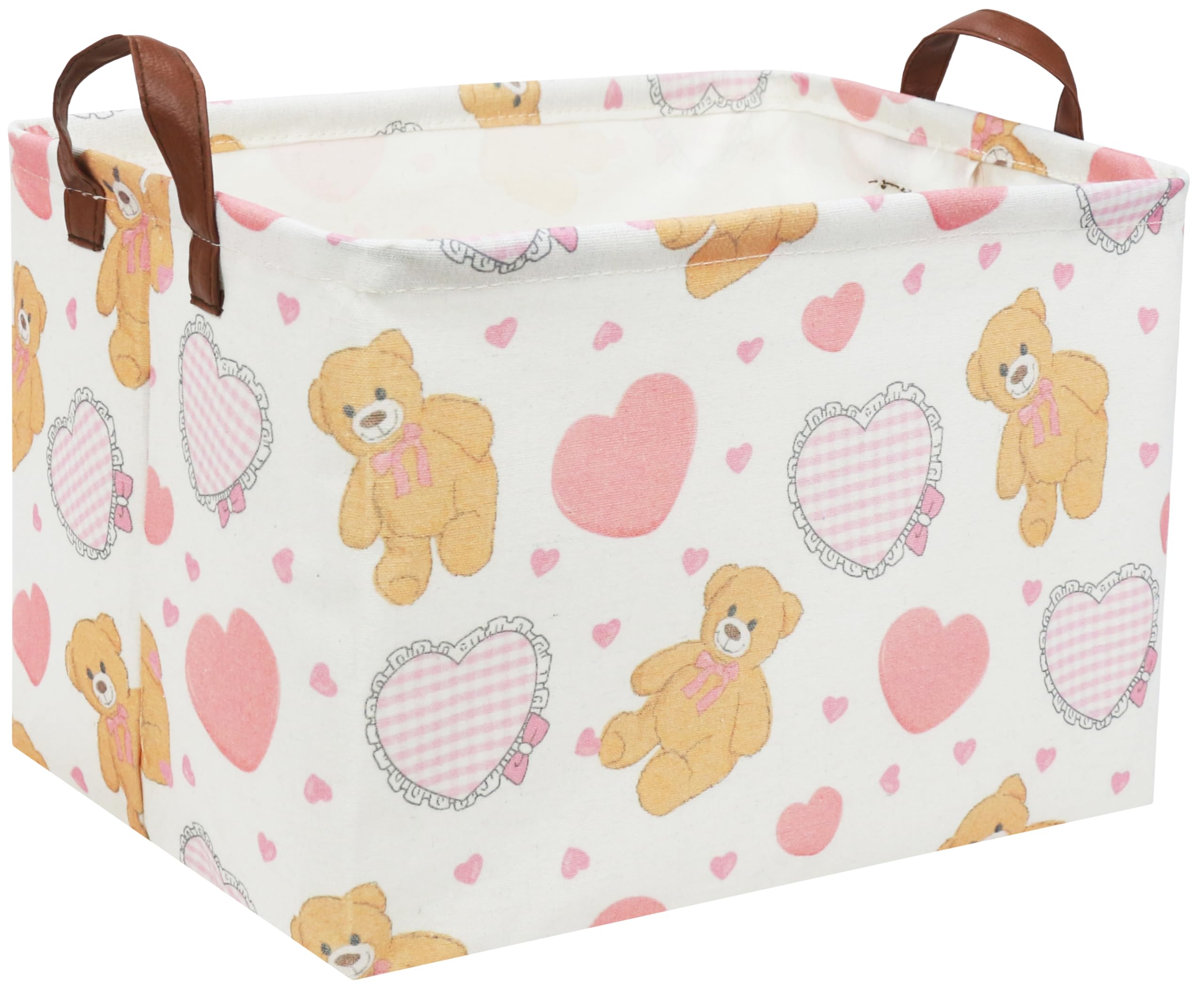 Pink Rectangular Baby Gift Basket - Empty Storage Bin for Kids Toys, Room Decor & Home Organization (Love Bear Design) - Perfect for Nursery, Playroom & Baby Shower Gifts
