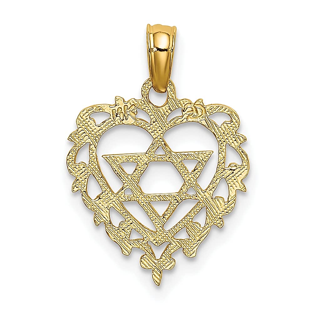 14K Solid Yellow Gold Star of David Necklace - Jewish Magen David Pendant with Heart Charm - Religious Judaica Jewelry for Women - Perfect for Hanukkah, Bar Mitzvah & Jewish Wedding Gifts