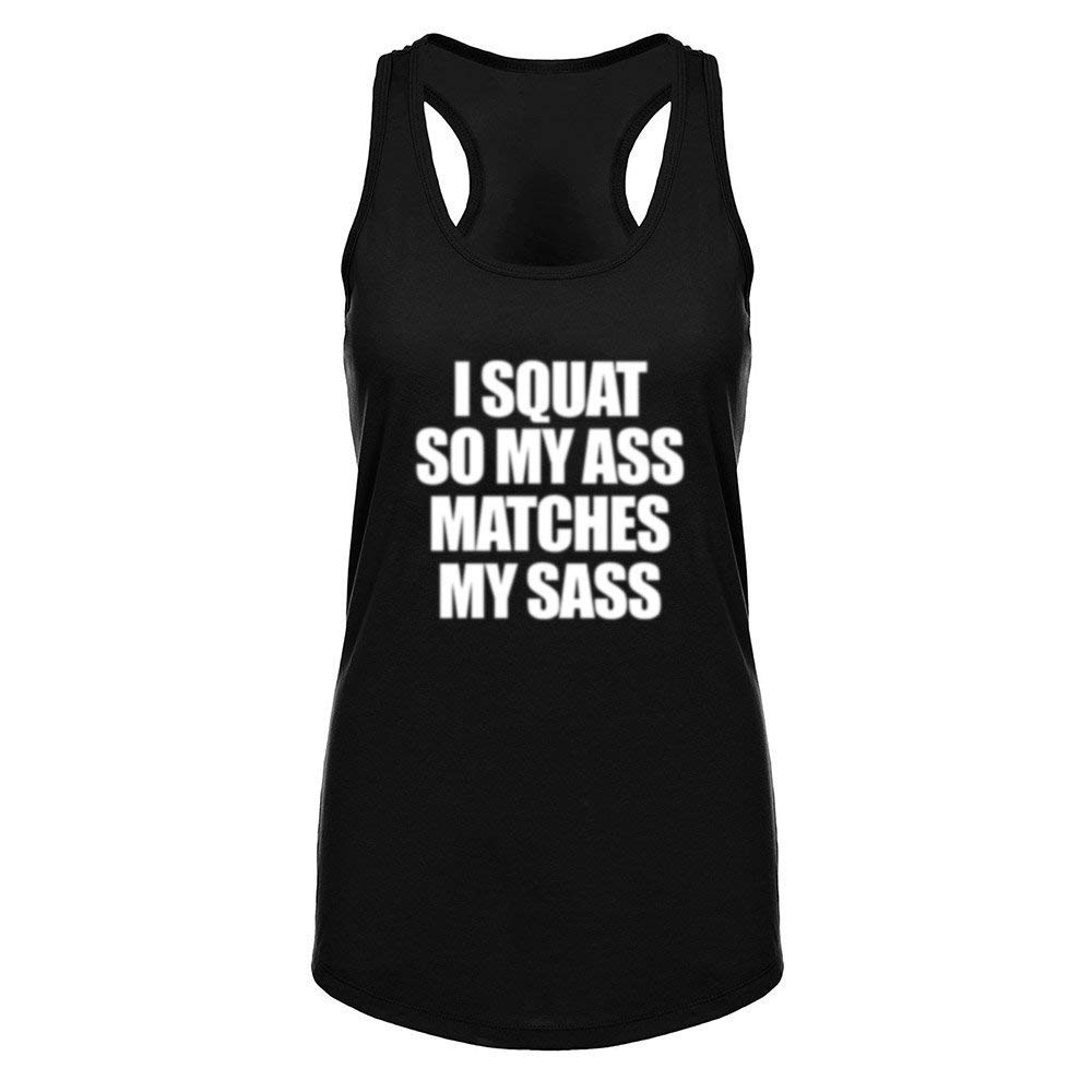 Funny Women's Workout Tank Tops - 'I Squat' Gym Fitness Racerback Sleeveless Shirts for Running, Yoga & Weightlifting