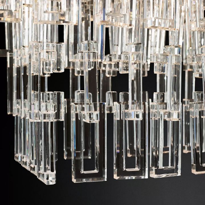 Arrebol 3-Tier Rectangular Chandelier - 60 Inch Modern Crystal Pendant Light Fixture for Dining Room, Living Room & Bedroom Lighting
