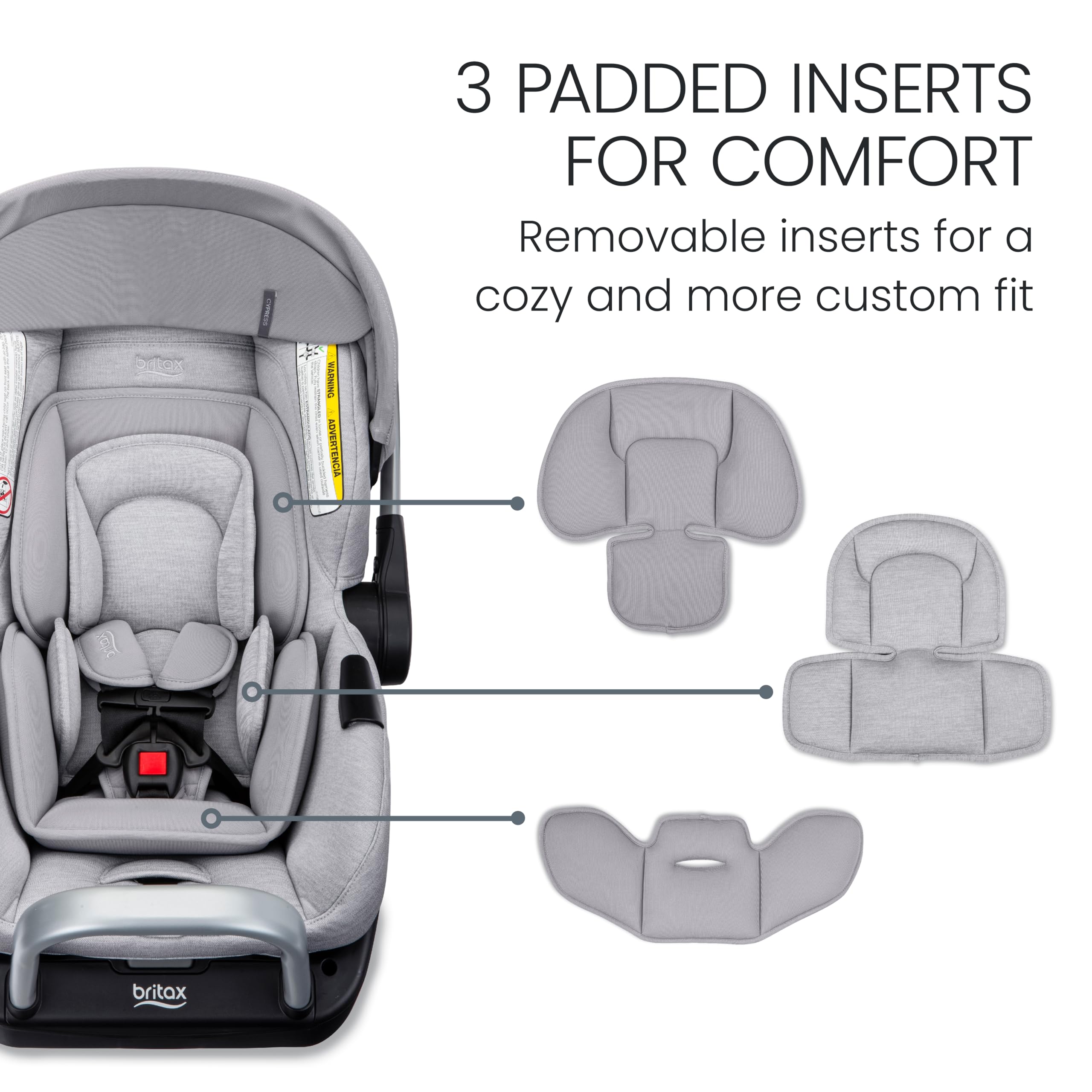 Britax Cypress Infant Car Seat - Rear Facing Baby Car Seat with Alpine Base & ClickTight Installation | Premium Soft Fabrics in Ponte Stone | Safe & Comfortable for Newborns to Toddlers | Perfect for Daily Commutes, Road Trips & Family Travel