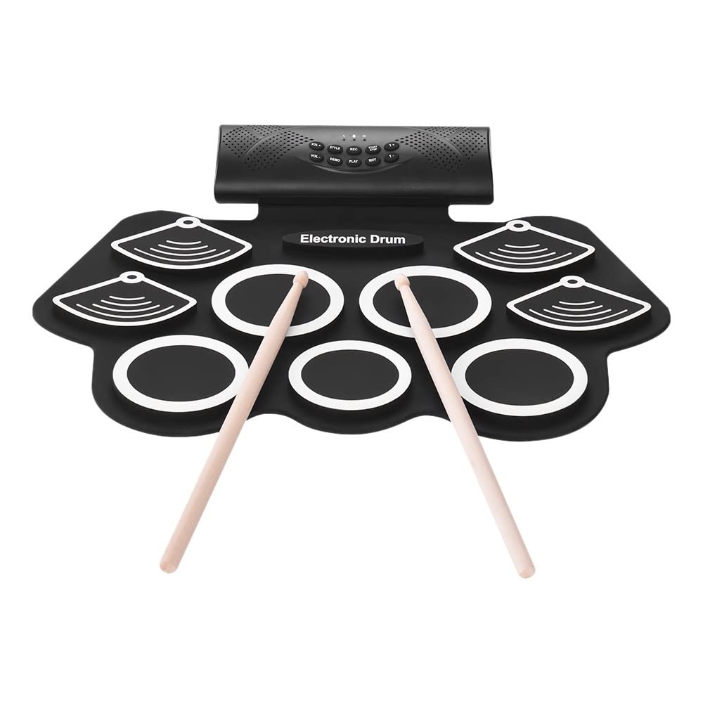 Electronic Drum Pad with Built-In Stereo Speaker | Portable Roll-Up Drum Kit with Headphone Jack, Drum Sticks & Foot Pedals | Perfect Holiday & Birthday Gift for Kids & Beginners | Ideal for Home Practice, Music Lessons & Live Performances