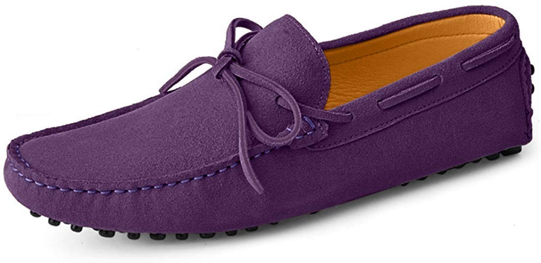 Men's Comfortable Suede Lace-Up Loafers - Penny Moccasin Driving Shoes for Walking & Dancing (Dark Purple, Size 7 UK) - Perfect for Casual Outings, Office Wear & Social Events