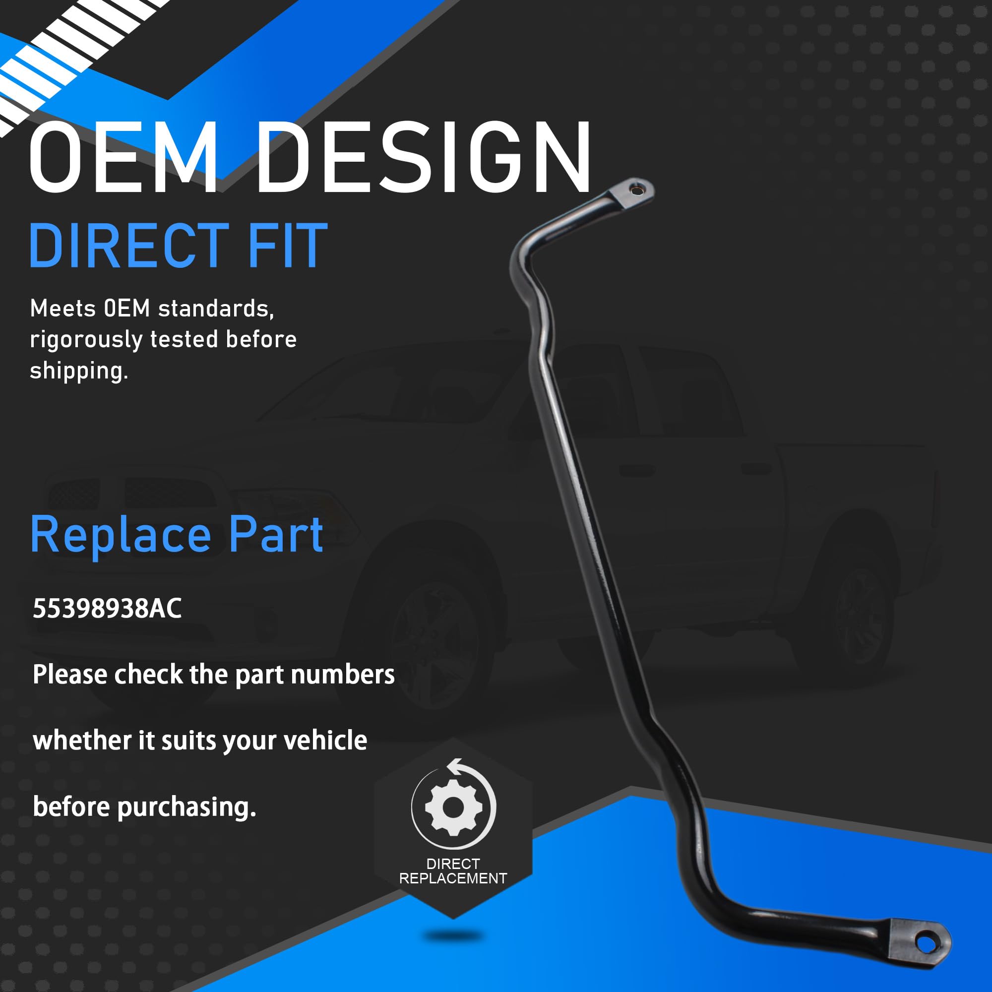 4WD Front Suspension Stabilizer Bar for 2009-2022 Dodge Ram 1500 | Replacement for Part# 55398938AC | Off-Road & Heavy-Duty Towing Upgrade