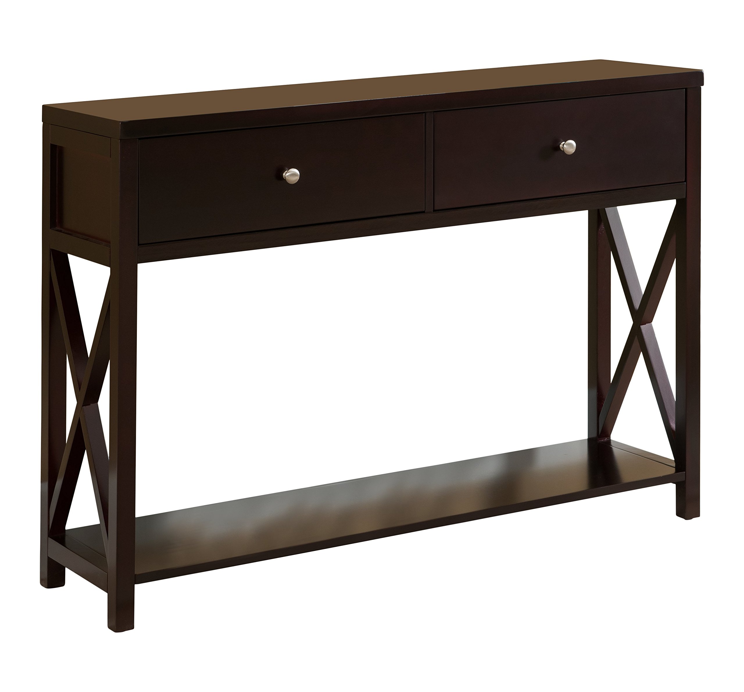Kings Brand Furniture - Modern Console Sofa Table with Storage Shelf & Drawers, Cherry Finish - Entryway, Living Room & Hallway Organizer