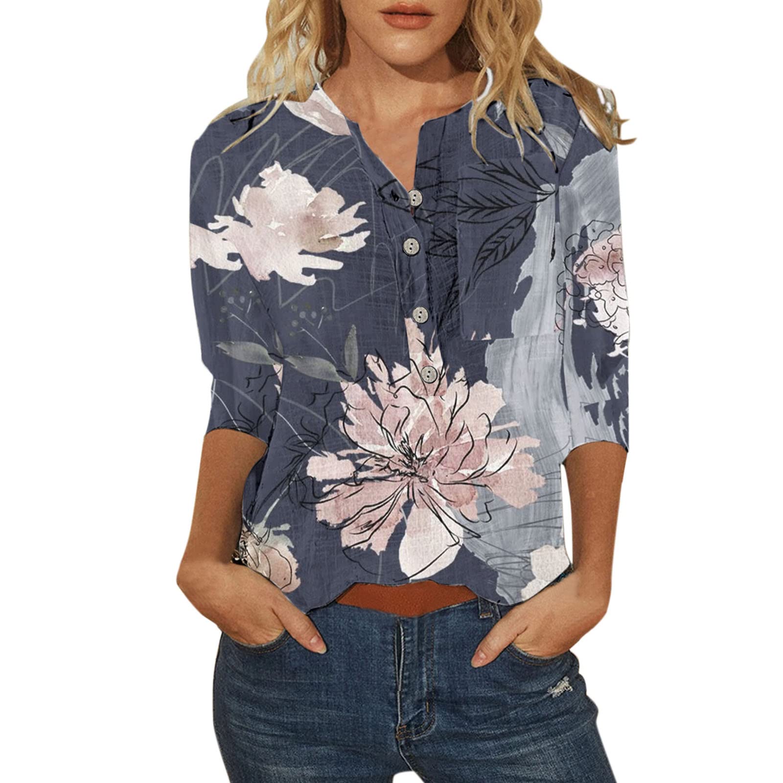 Women's Floral Print Workout Tank Top - Crewneck Casual Fit Tunic Blouse for Summer & Fall | Gym, Yoga, Running & Everyday Wear