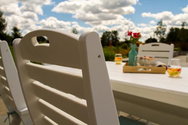 Polywood 7-Piece Nautical Outdoor Dining Set - Waterproof & Durable Patio Furniture for Poolside, Beach House, or Backyard Entertaining