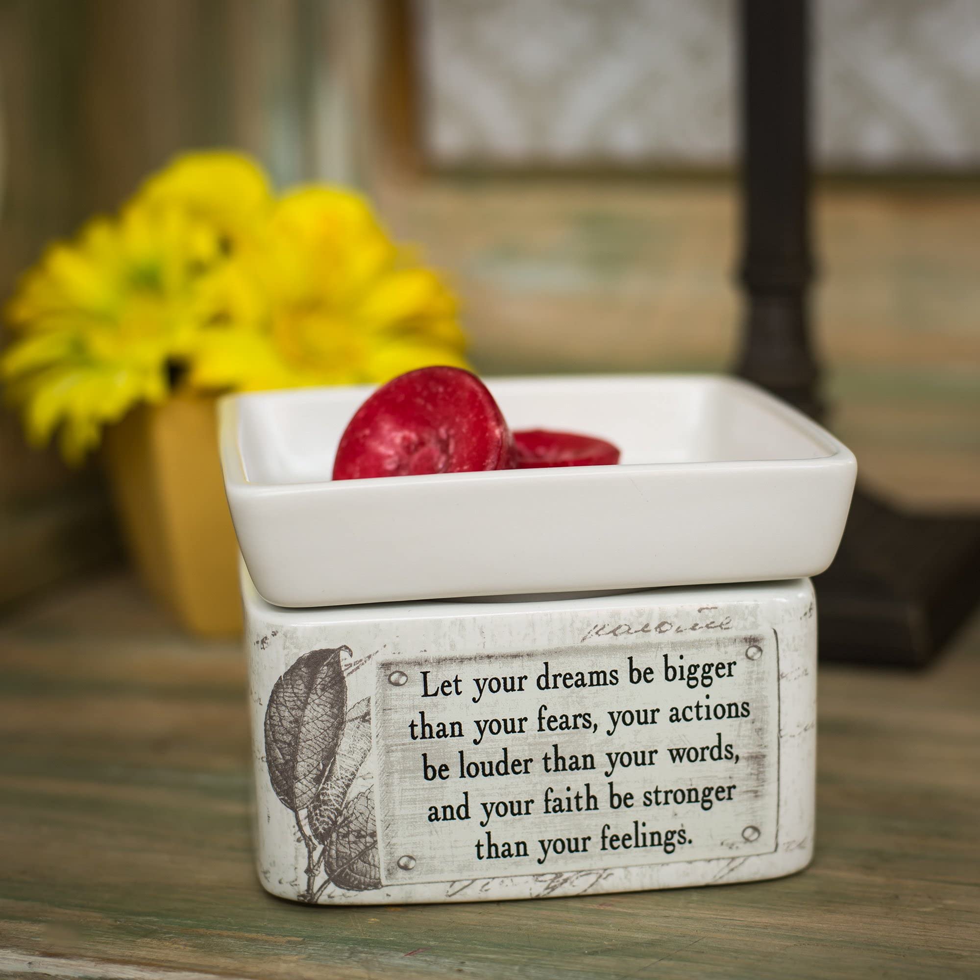 Elanze Designs You Are Braver Faith Stronger 2-in-1 Electric Jar Candle & Wax Warmer - Perfect for Home, Office, and Relaxation Spaces
