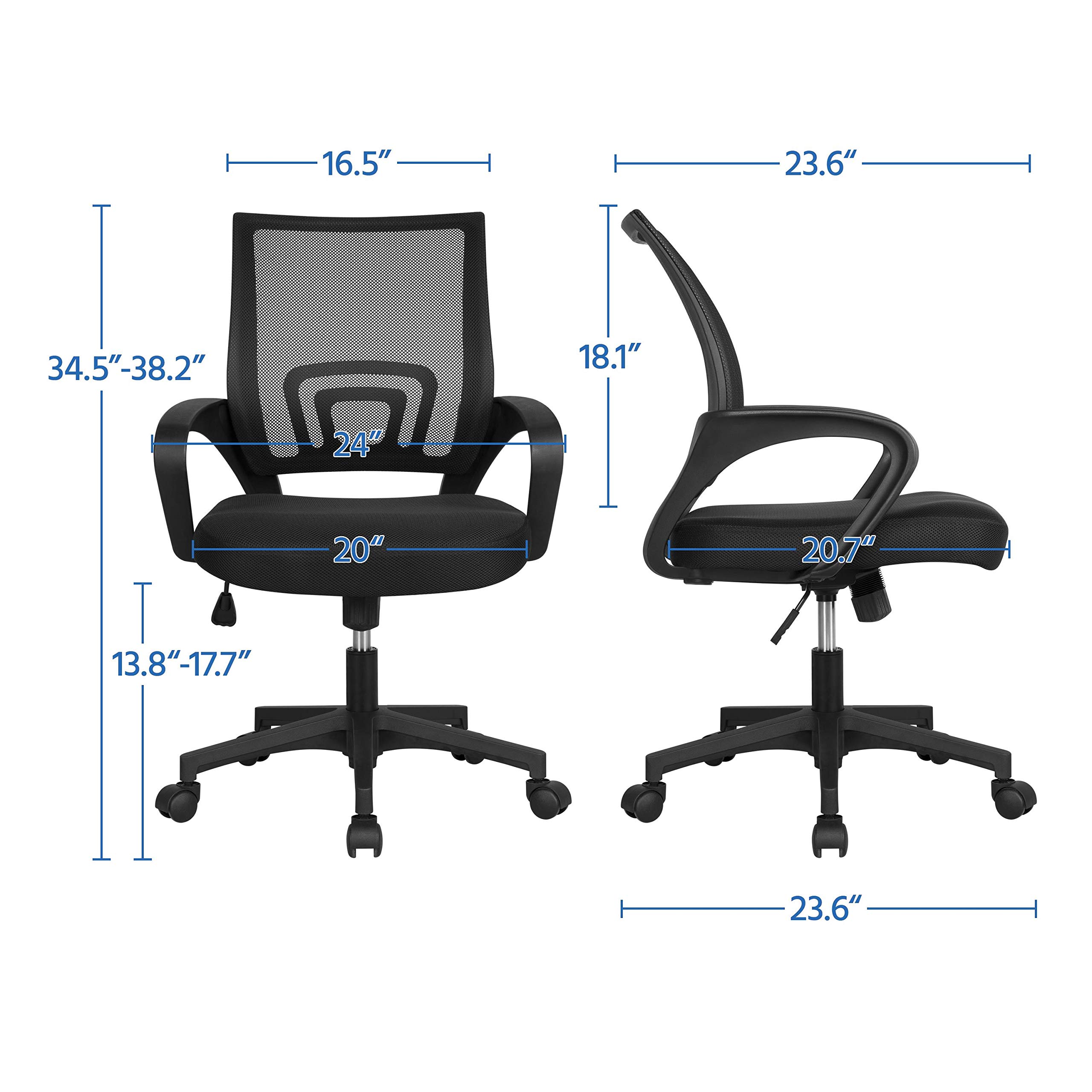 Yaheetech 44 Inch Home Office Desk & Ergonomic Chair Set with Drawer - Adjustable Height Computer Desk & Mesh Back Office Chair in White & Black - Perfect for Small Spaces, Remote Work & Gaming Setup
