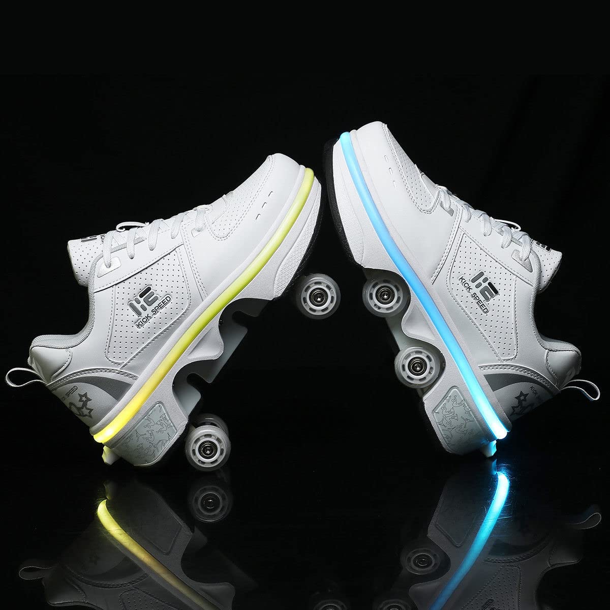 2-in-1 Roller Skates & Sneakers for Men Women - Retractable Wheel Shoes for Outdoor Fun, Fitness & Commuting - Perfect for Skating, Exercise & Daily Wear