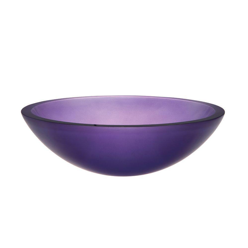 Decolav Translucence Frosted Glass Vessel Sink in Violet - Modern Bathroom Vanity Sink for Contemporary Home Decor (Model 542891)