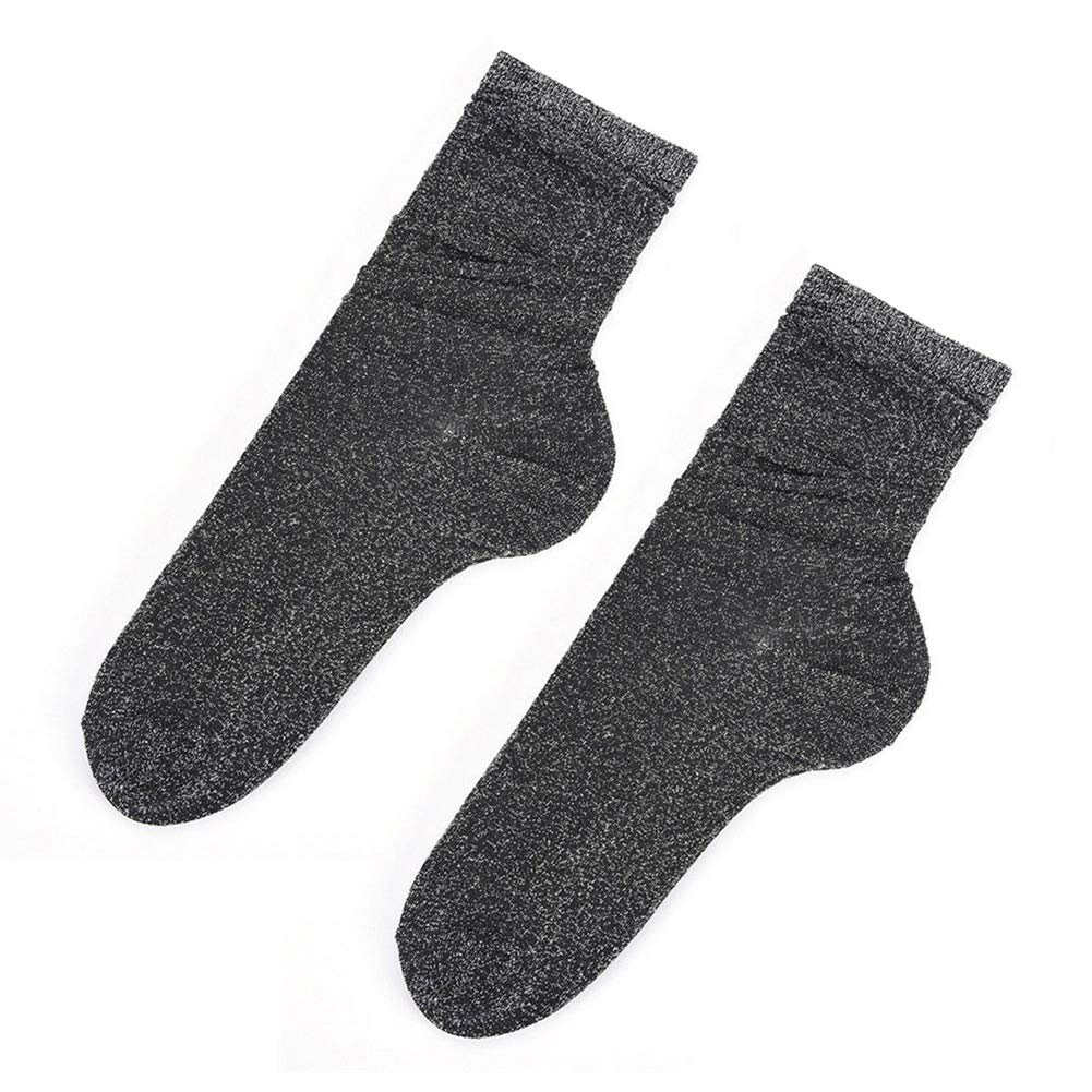 Angel3292 Women's Glitter Shiny Solid Color Casual Socks - Warm Winter & Autumn Socks Gift - Perfect for Holiday Parties, Christmas Gifts & Everyday Wear (Black)