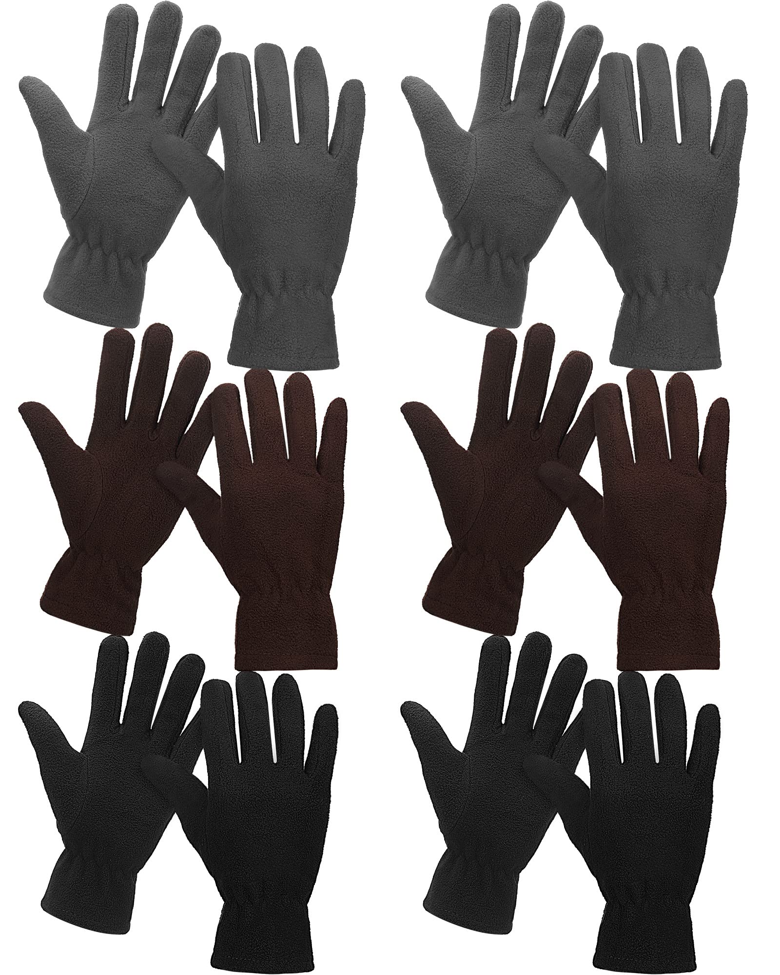 SATINIOR 6 Pairs Winter Fleece Gloves for Women & Men - Warm Full Finger Thermal Mittens for Cold Weather, Outdoor Activities, Skiing & Snowboarding