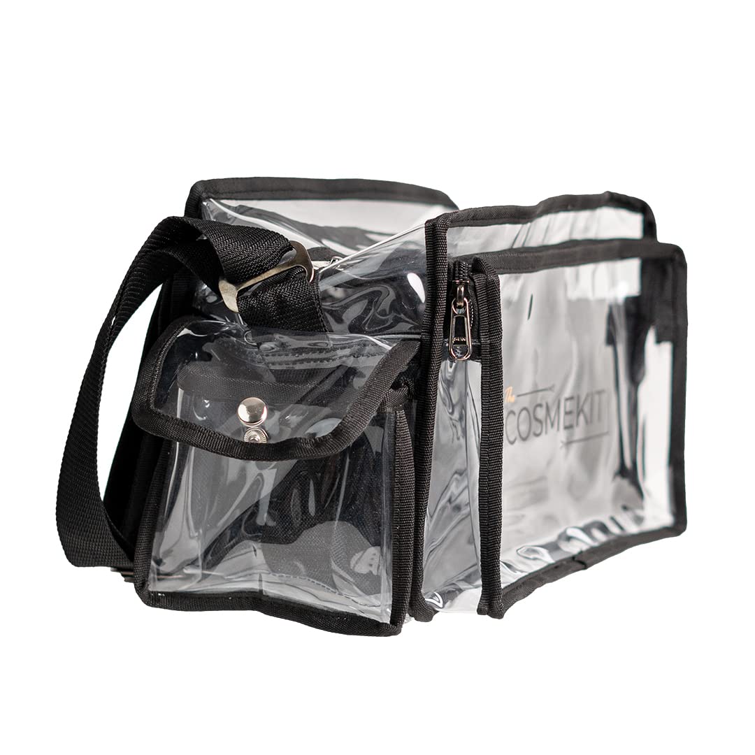 CosmeSet Clear PVC Makeup Organizer Bag with 7+ Storage Sections - Thick Travel Cosmetic Case for Makeup Brushes & Toiletries | Perfect for Travel, Gym & Daily Organization