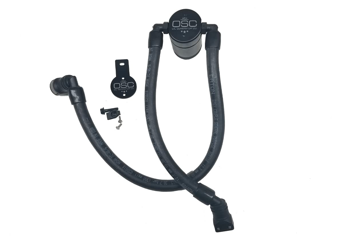 J&L Oil Separator Co. 3.0 Oil Separator for 2010-2019 Ford Taurus SHO - Passenger Side (Black) | Engine Protection & Performance Upgrade for Daily Driving & Racing
