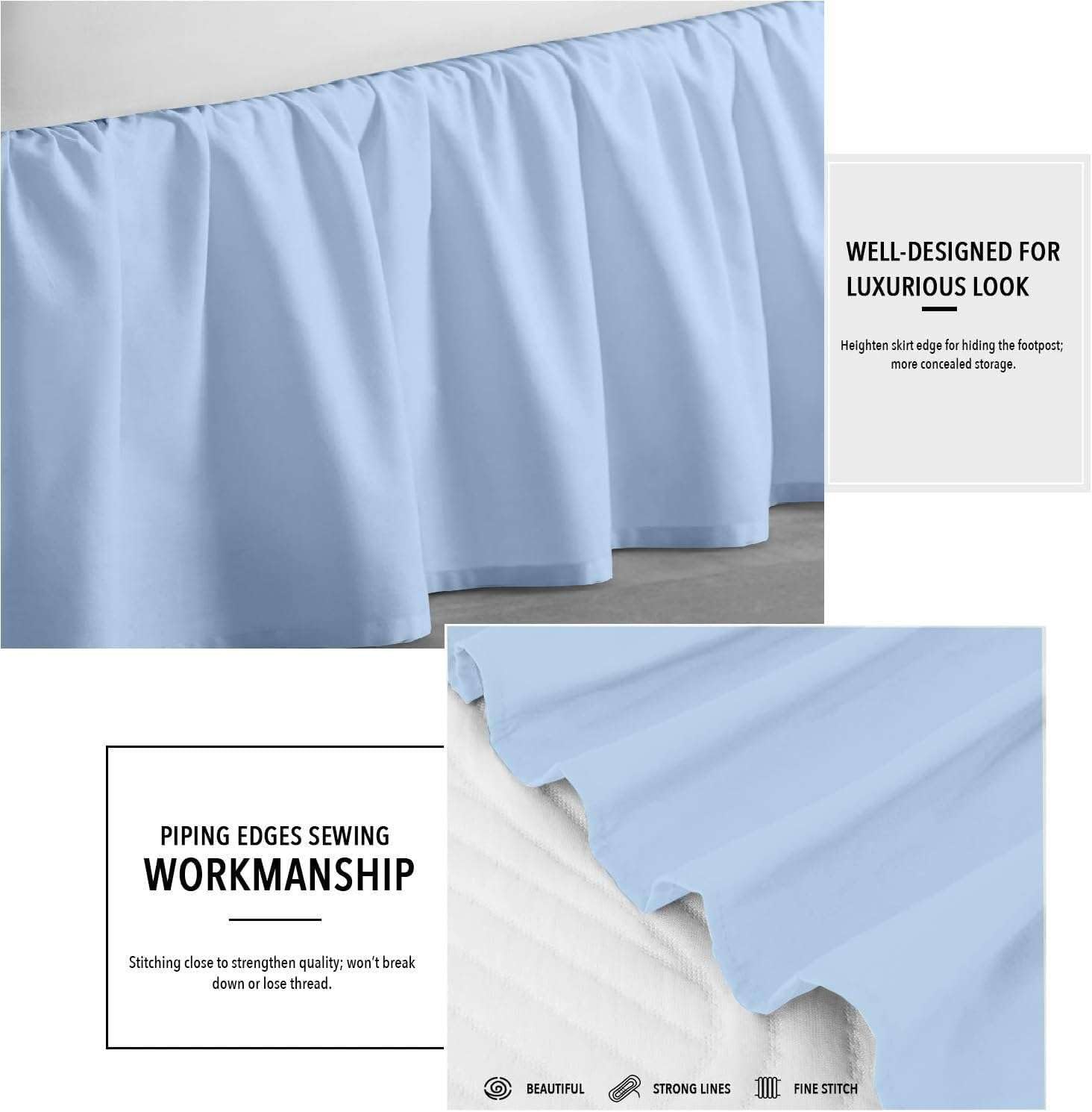 100% Soft Microfiber Ruffled Bed Skirt with Split Corners - Wrinkle-Free, Sheen Finish, Gathered Style Dust Ruffle | 30 Inch Drop, 3-Sided Coverage | Perfect for Master Bedrooms, Guest Rooms & Luxury Hotel Decor