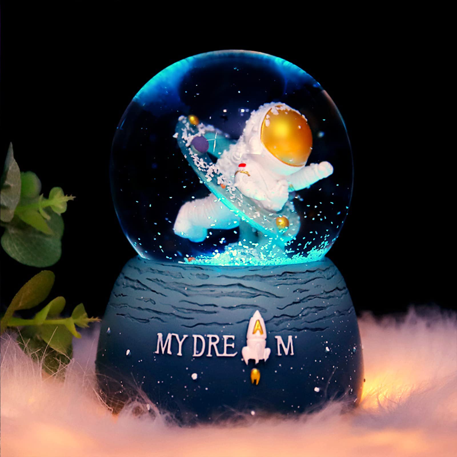 80MM Musical Glitter Astronaut Snow Globe with Starry Sky Design - Perfect Space-Themed Gift for Kids, Boys & Girls | Birthday Present & Home Decoration for Space Enthusiasts | Ideal for Bedroom Decor, Playroom Accent & Educational STEM Toy