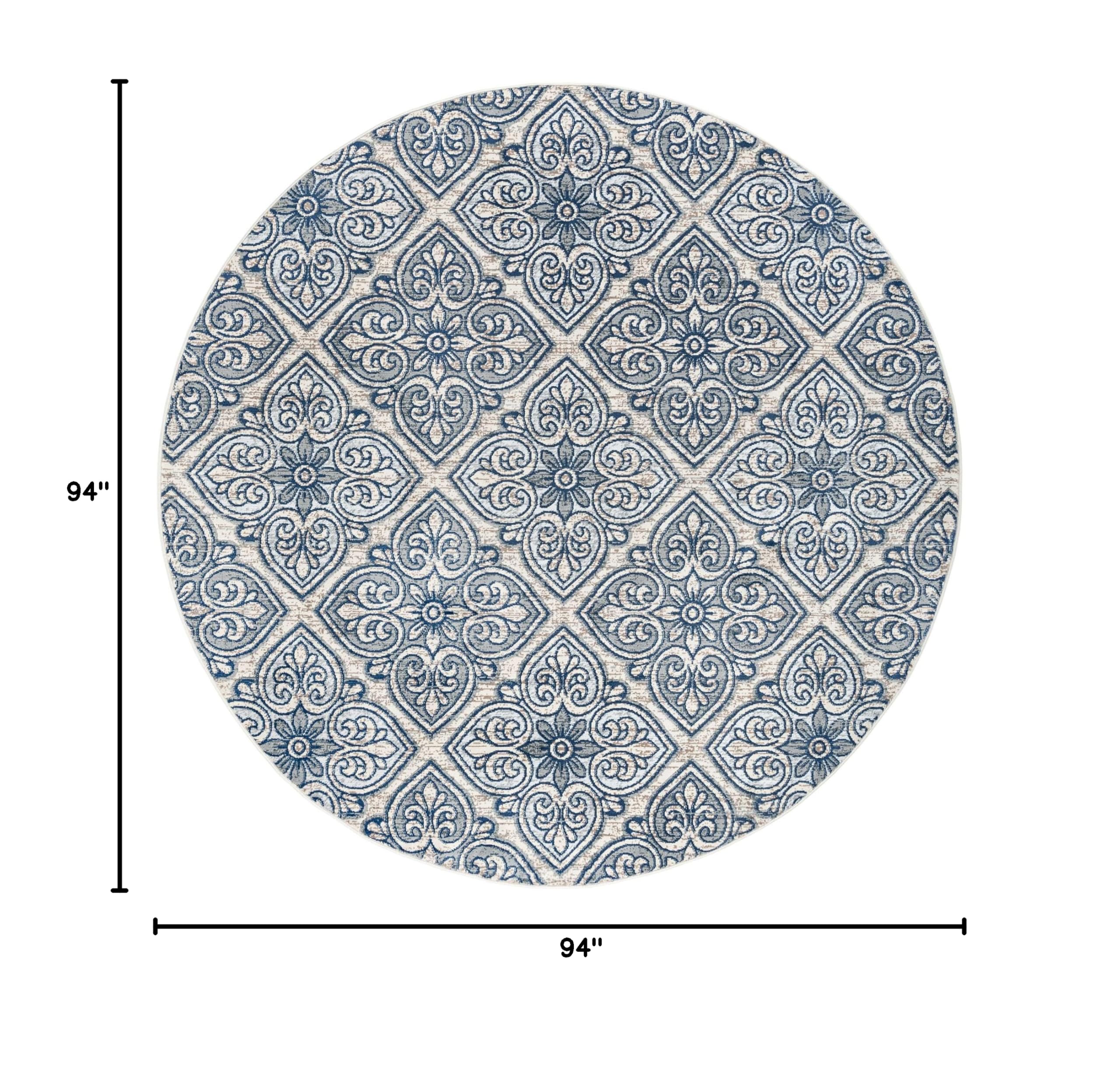 Modern Large 8ft Round Area Rug - Soft Contemporary Carpet for Living Room, Bedroom, Dining Room & Entryway - Non-Slip Kitchen Floor Mat - Perfect for Home Decor & Cozy Spaces