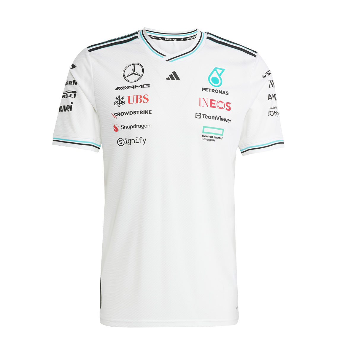 Mercedes AMG Petronas F1 Team Official Driver Jersey - White & Black Racing Shirt for Formula 1 Fans | Perfect for Race Day, Motorsport Events & F1 Enthusiast Gifts