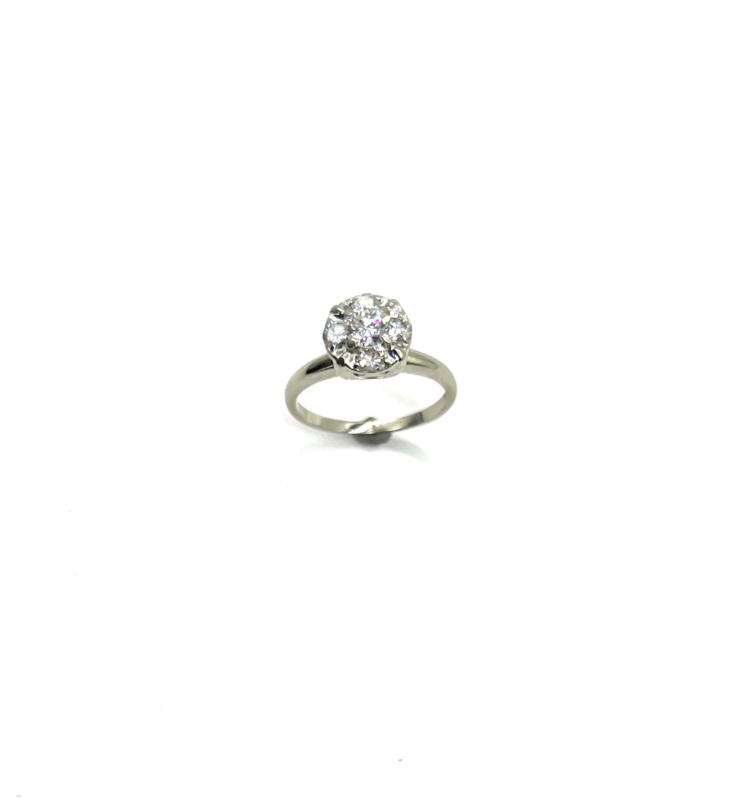 Vintage White Gold Diamond Cluster Ring for Women - Elegant Wedding, Engagement, Anniversary Jewelry Gift - Perfect for Special Occasions & Everyday Luxury