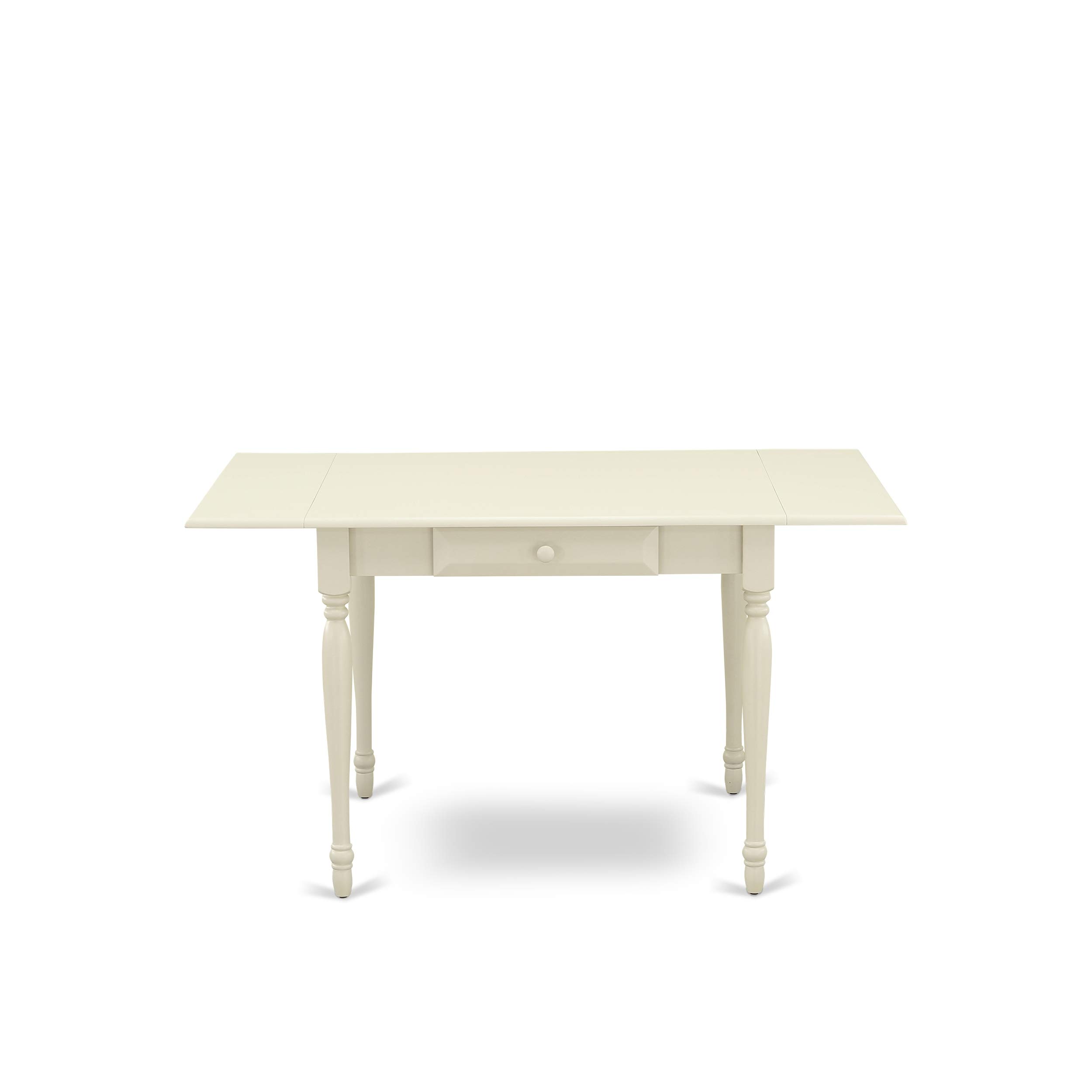 East West Furniture MZKE3-LWH-W 3-Piece Kitchen Table & Chairs Set - 36x54 Inch Rectangle Drop Leaf Dining Table with 2 Matching Chairs in Linen White | Perfect for Small Spaces, Breakfast Nooks & Cozy Dining Areas