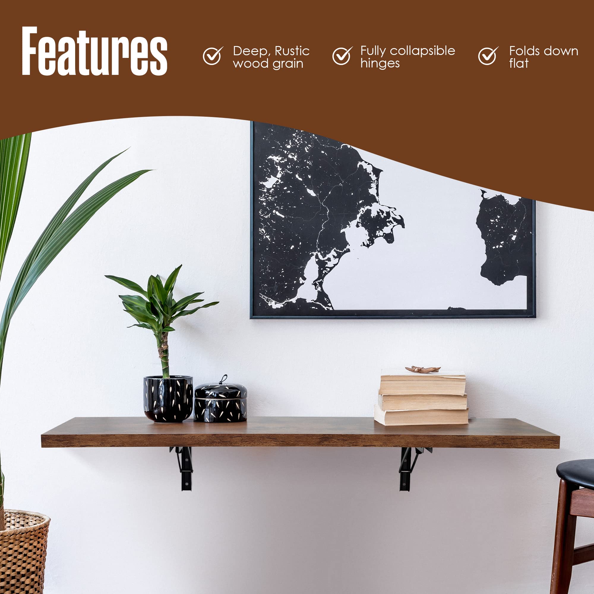 Foldable Wall Mounted Murphy Desk - Space Saving Floating Table for Laundry Folding, Home Office & Small Spaces | Perfect for Apartments, Dorms & Multi-Purpose Rooms