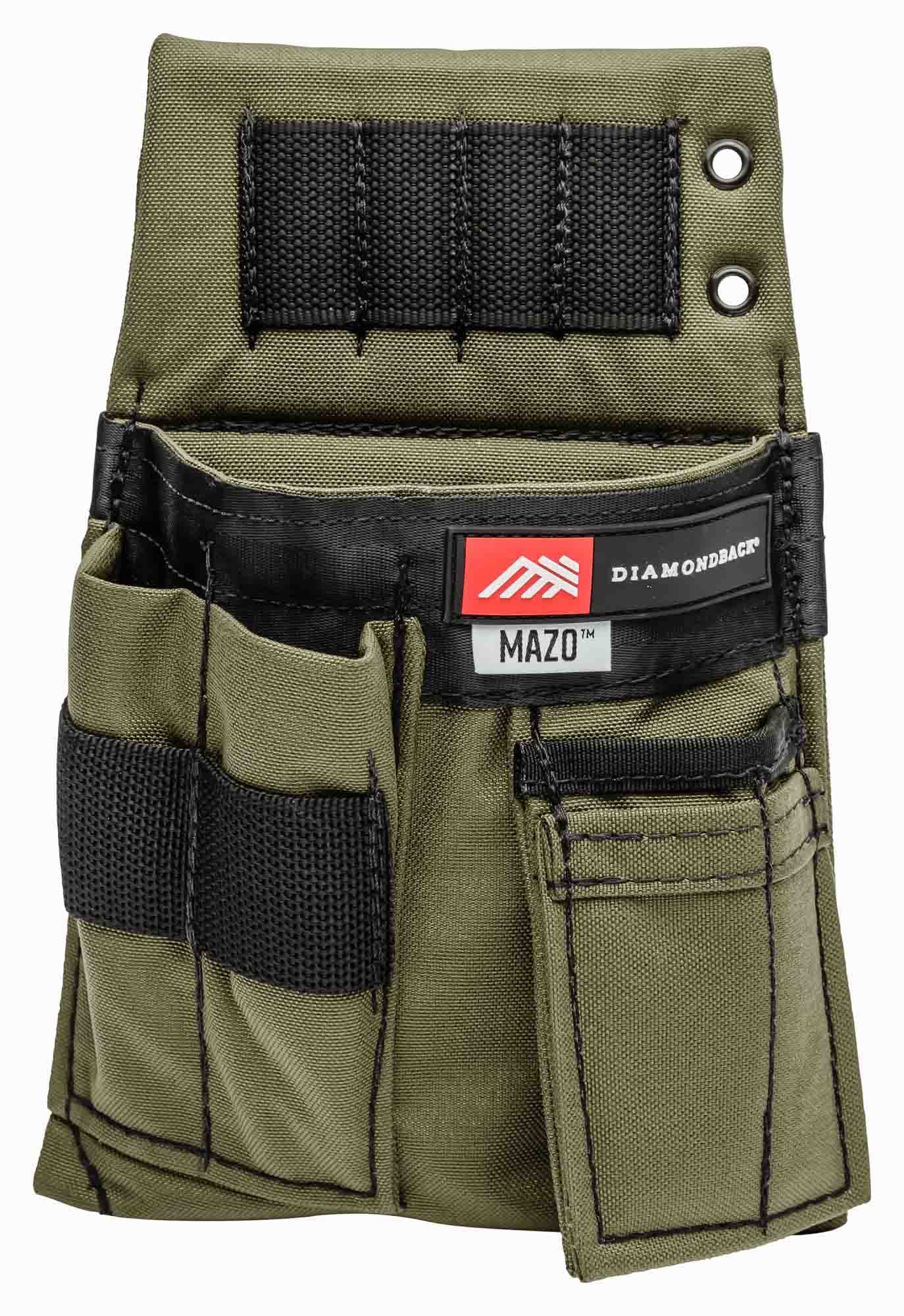 Diamondback Mazo Tool Pouch - Ranger Green | Heavy Duty Carpenter Electrician & Installer Tool Belt | Fits Trim Square, Hand Tools, Markers & Drill Bits | 12x8 Inches | 9.2 oz | Perfect for Construction Sites & DIY Home Projects